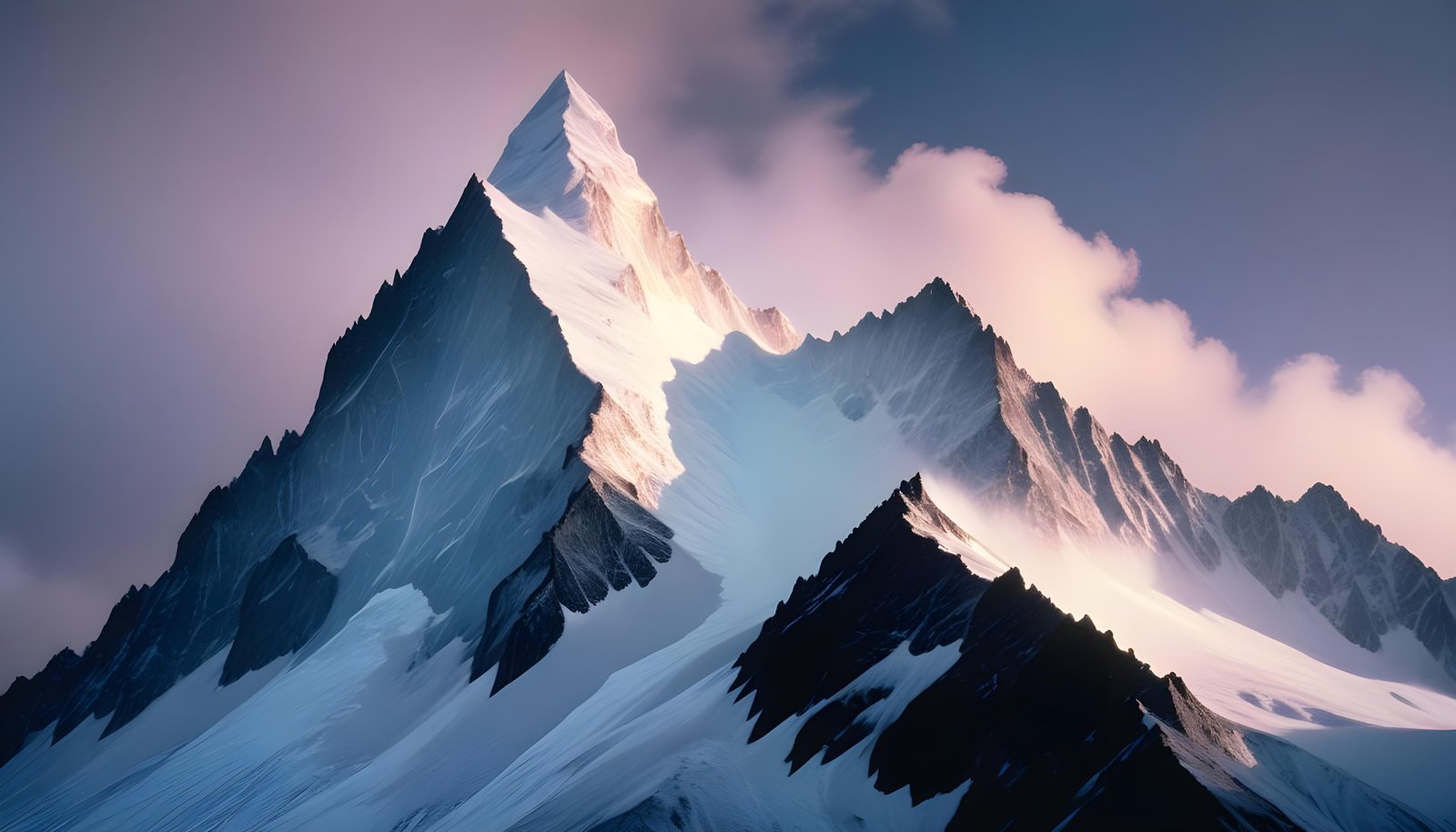Breathtaking Snow Covered Mountain Landscape with Glaciers and Alpine Peaks