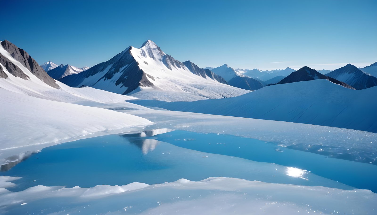 Breathtaking Snow Covered Mountain Landscape with Glaciers and Alpine Peaks