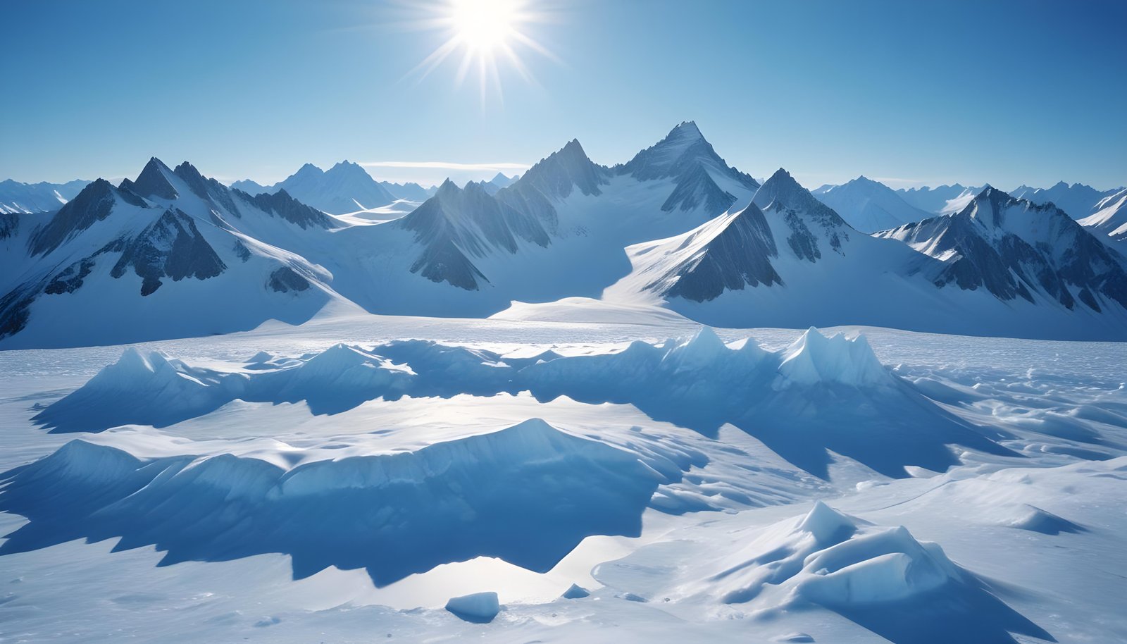 Breathtaking Snow Covered Mountain Landscape with Glaciers and Alpine Peaks