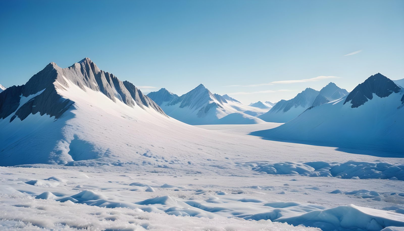 Breathtaking Snow Covered Mountain Landscape with Glaciers and Alpine Peaks