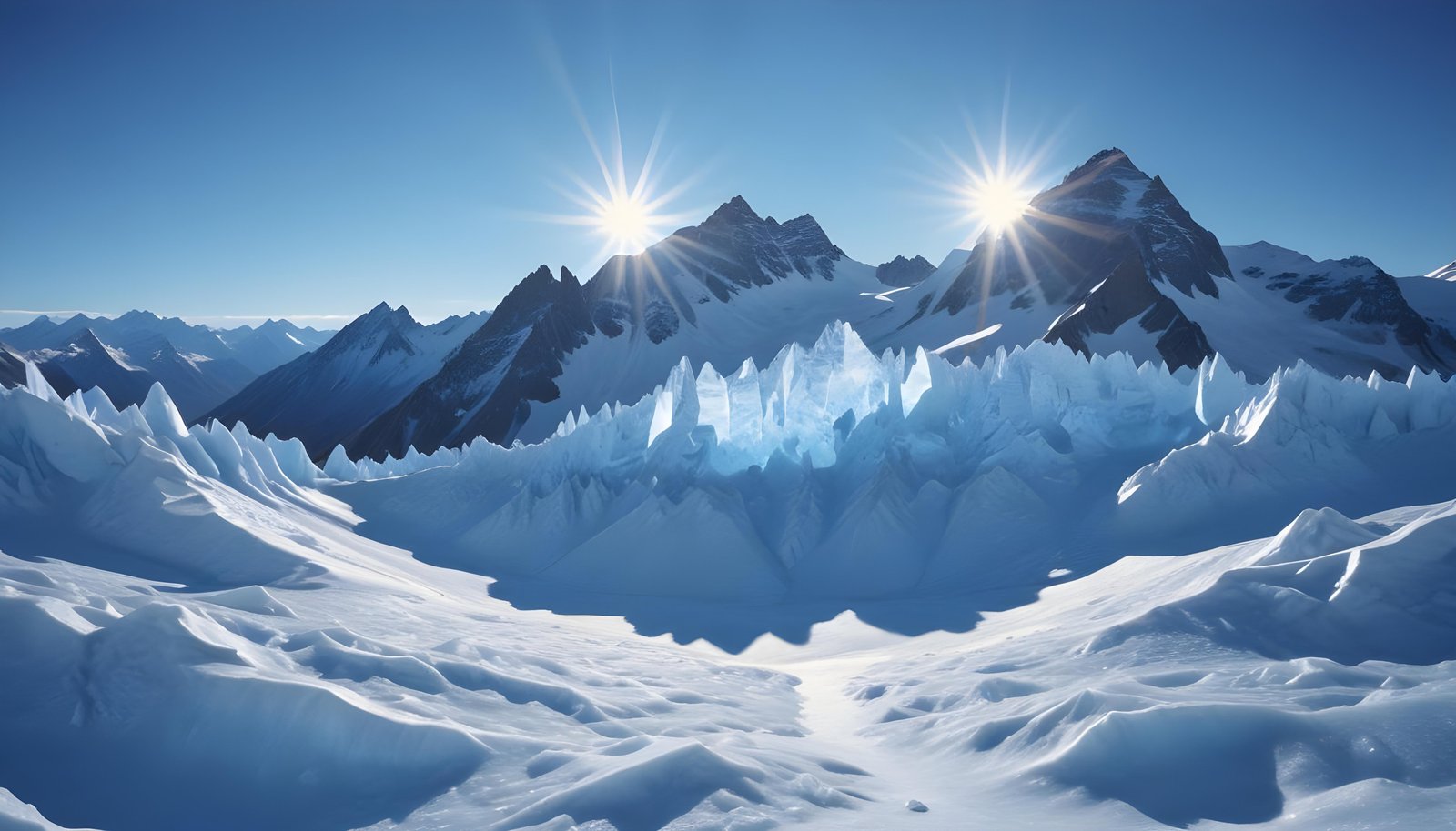 Breathtaking Snow Covered Mountain Landscape with Glaciers and Alpine Peaks