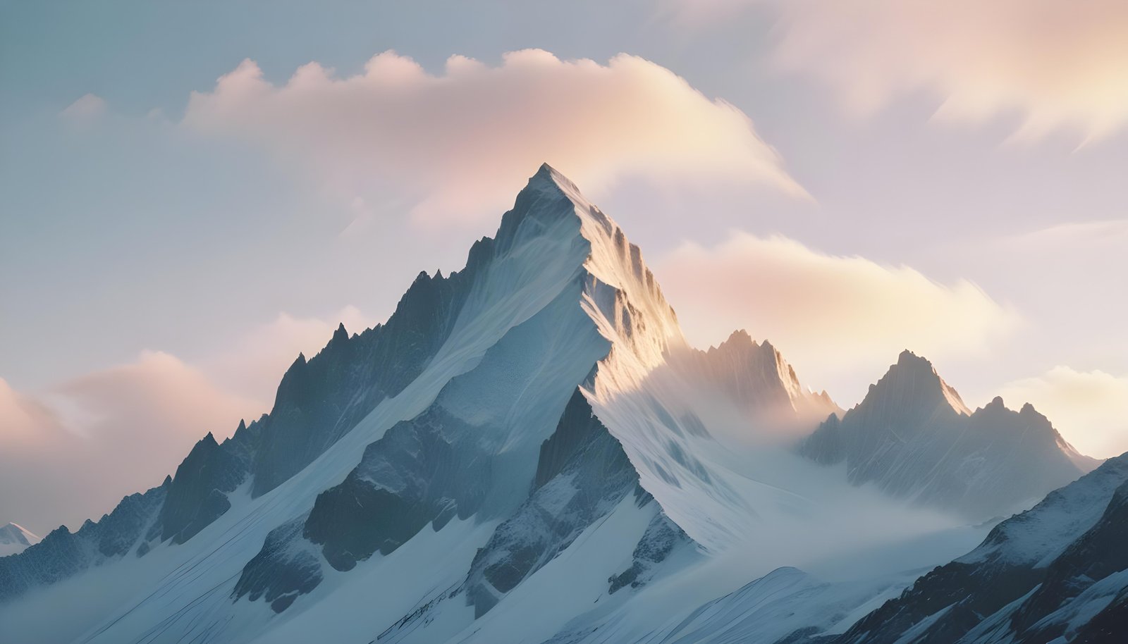 Breathtaking Snow Covered Mountain Landscape with Glaciers and Alpine Peaks