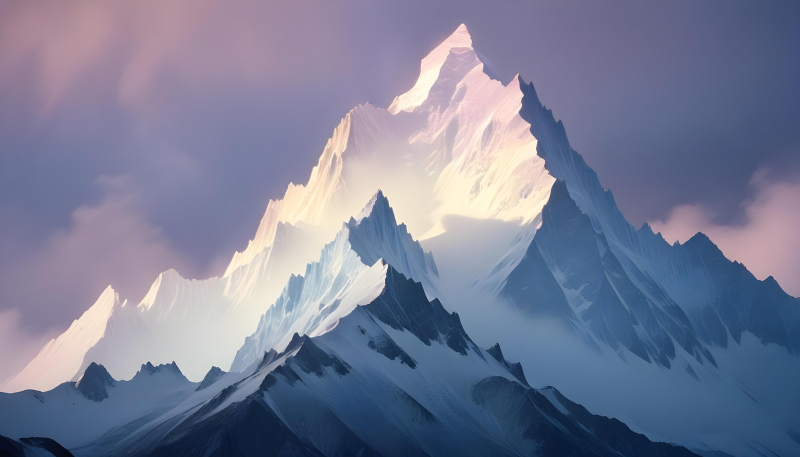 Breathtaking Snow Covered Mountain Landscape with Glaciers and Alpine Peaks