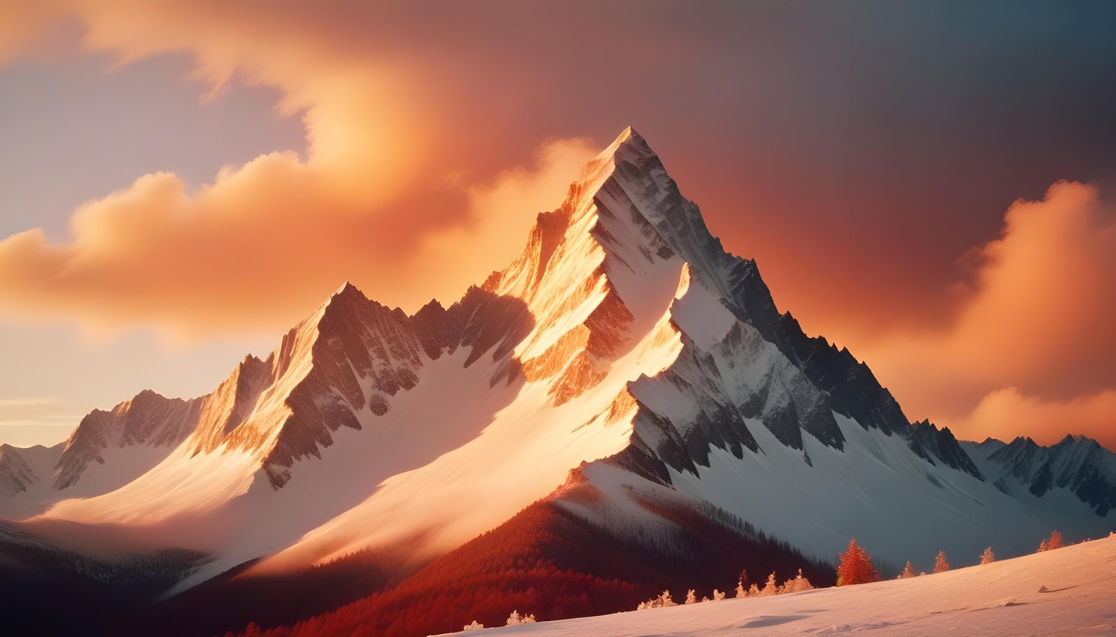 Breathtaking Snow Covered Mountain Landscape with Glaciers and Alpine Peaks
