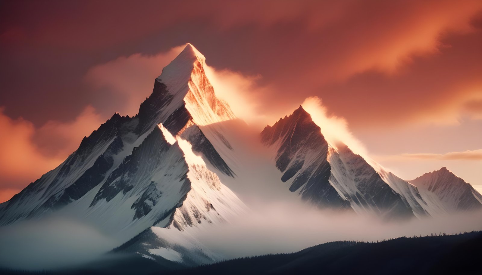 Breathtaking Snow Covered Mountain Landscape with Glaciers and Alpine Peaks