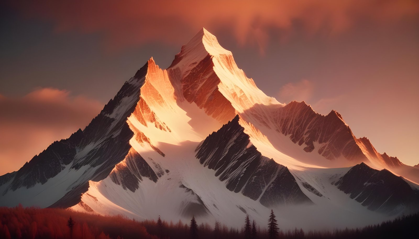 Breathtaking Snow Covered Mountain Landscape with Glaciers and Alpine Peaks