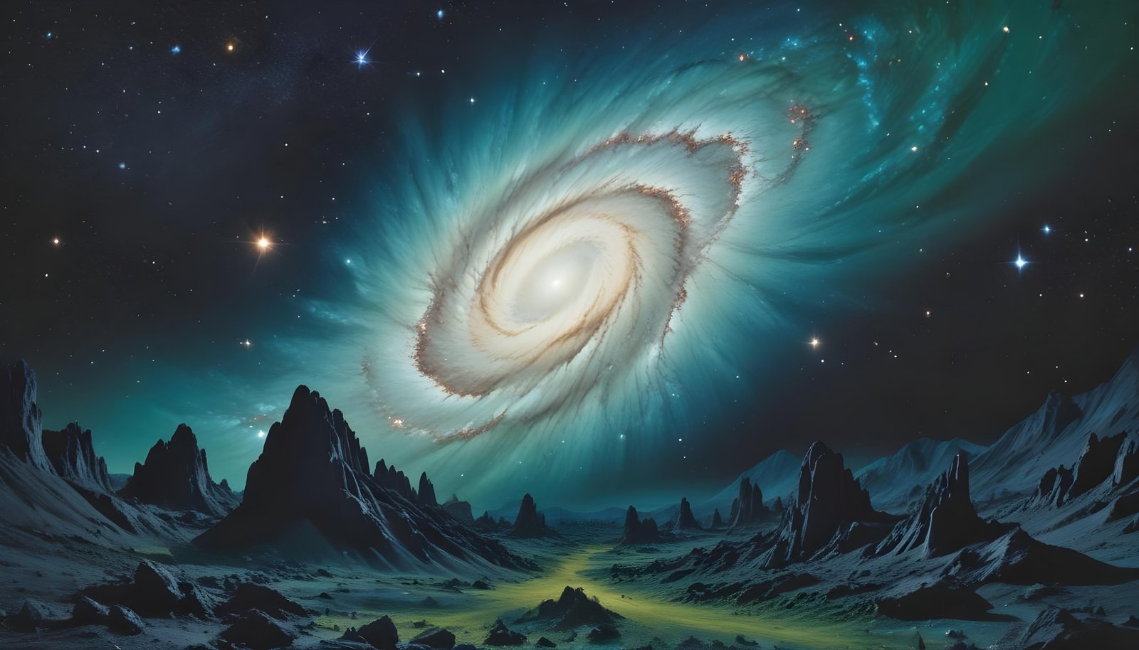 Mesmerizing Spiral Galaxy and Deep Space Nebula Illustration Background