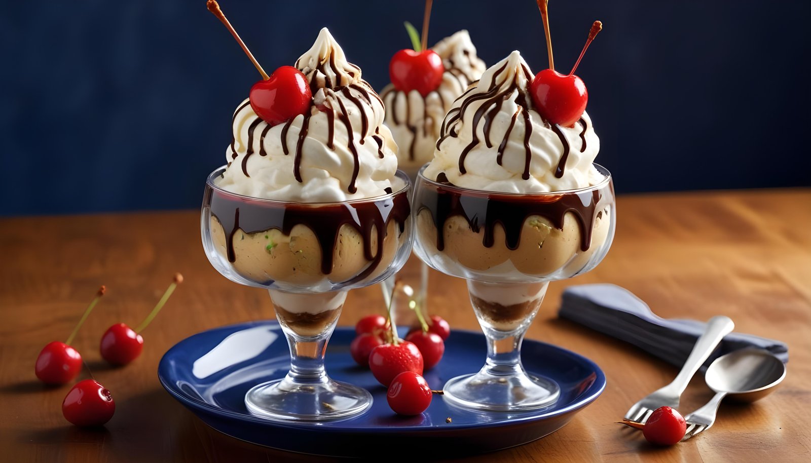 Colorful Soft Serve Ice Cream Cones with Whimsical Dessert Theme Background