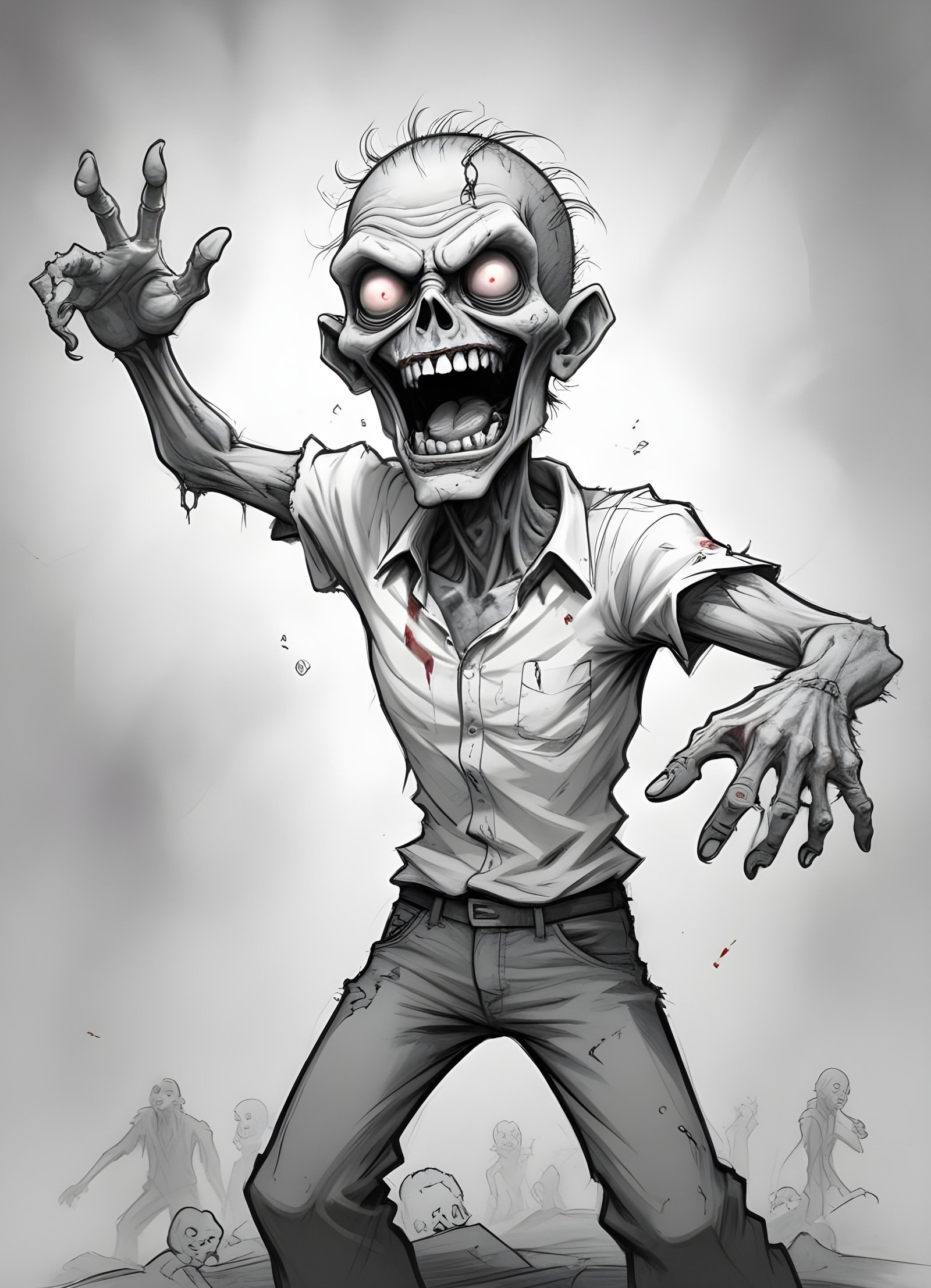 Detailed Zombie and Undead Horror Character Sketch Illustration Artwork