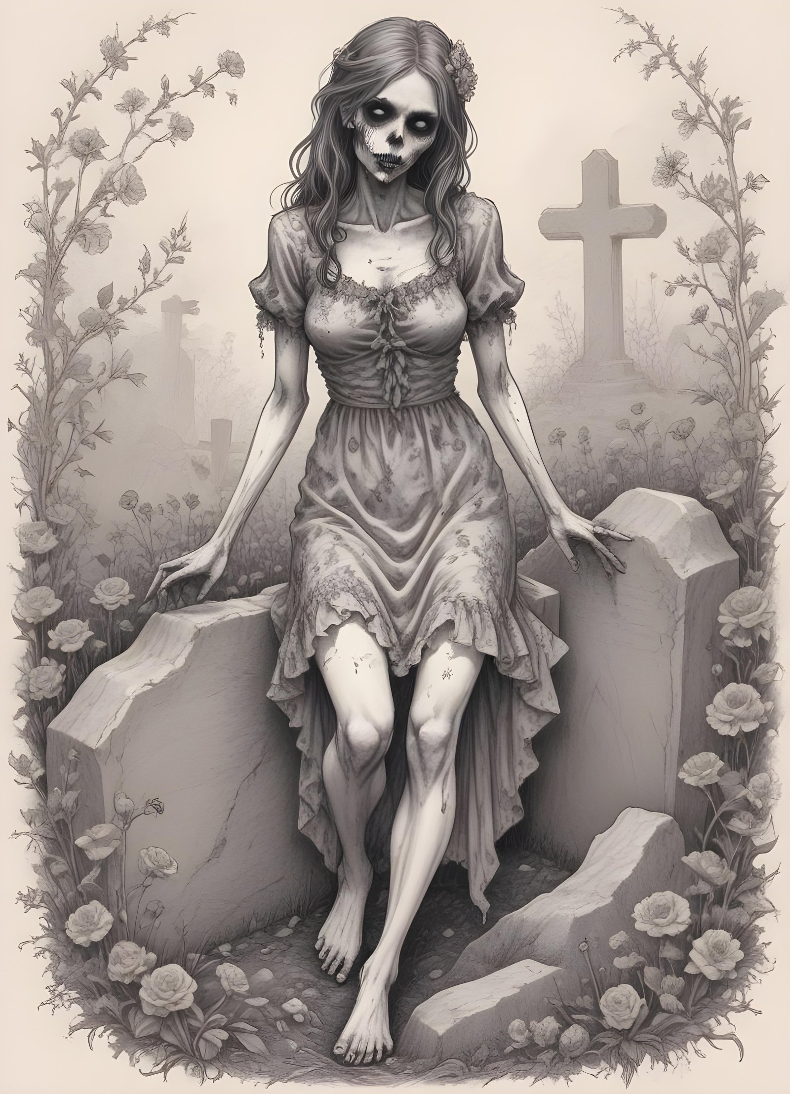 Detailed Zombie and Undead Horror Character Sketch Illustration Artwork