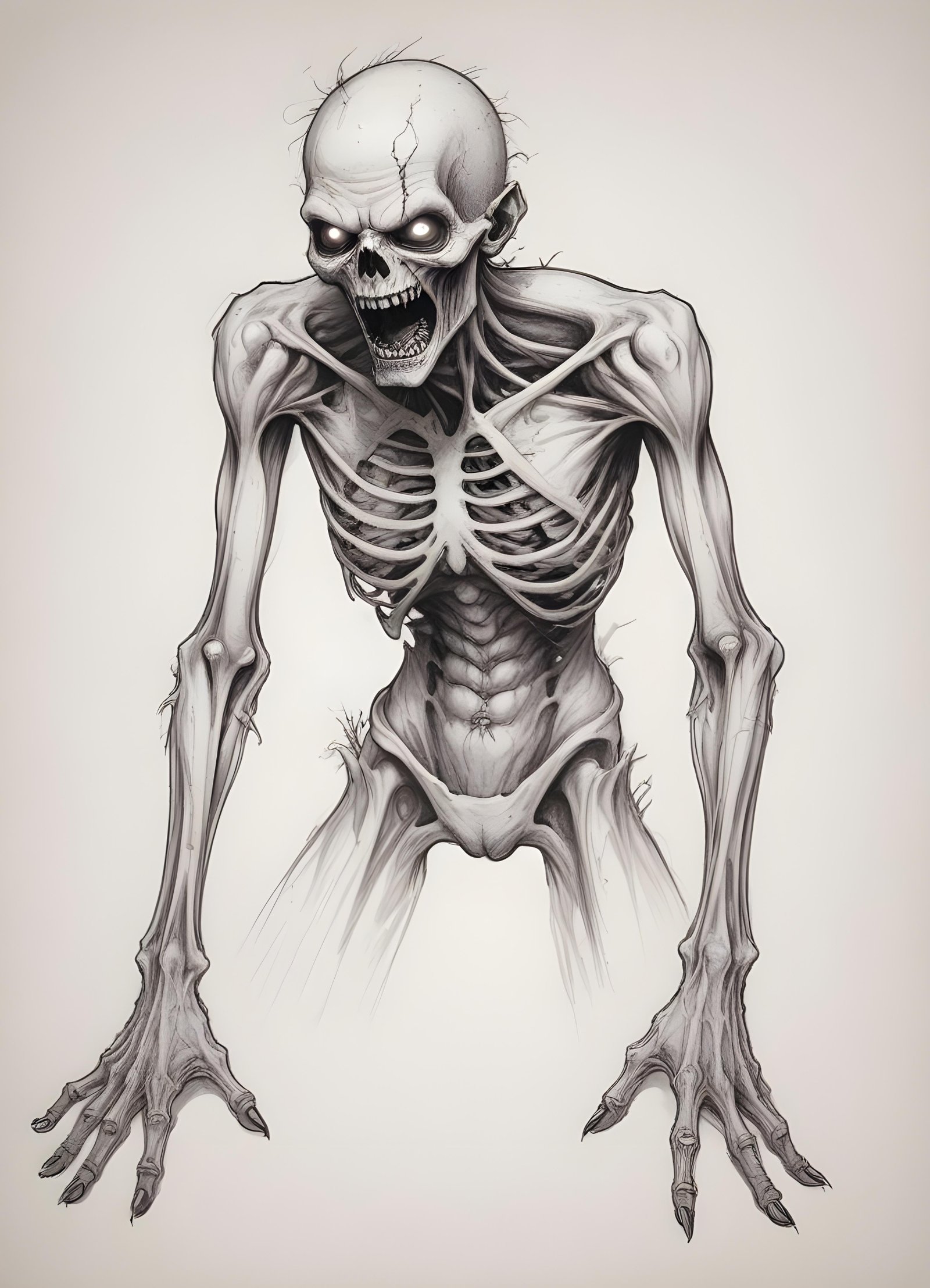 Detailed Zombie and Undead Horror Character Sketch Illustration Artwork