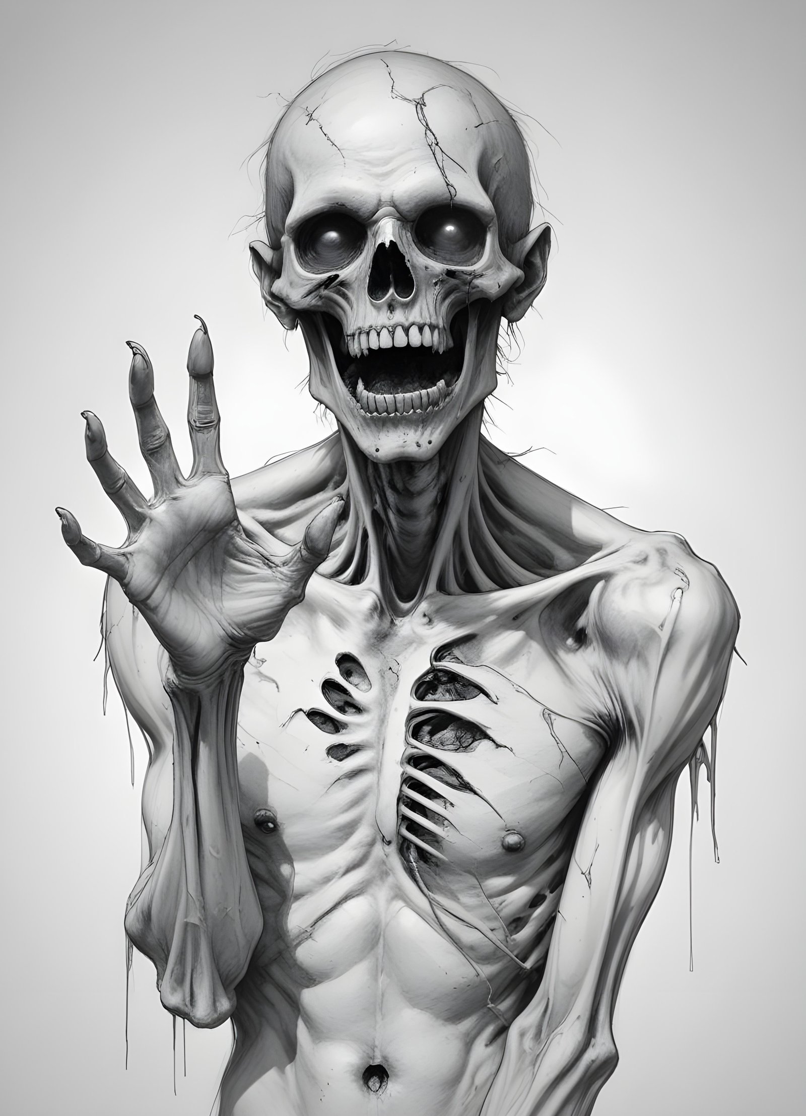 Detailed Zombie and Undead Horror Character Sketch Illustration Artwork