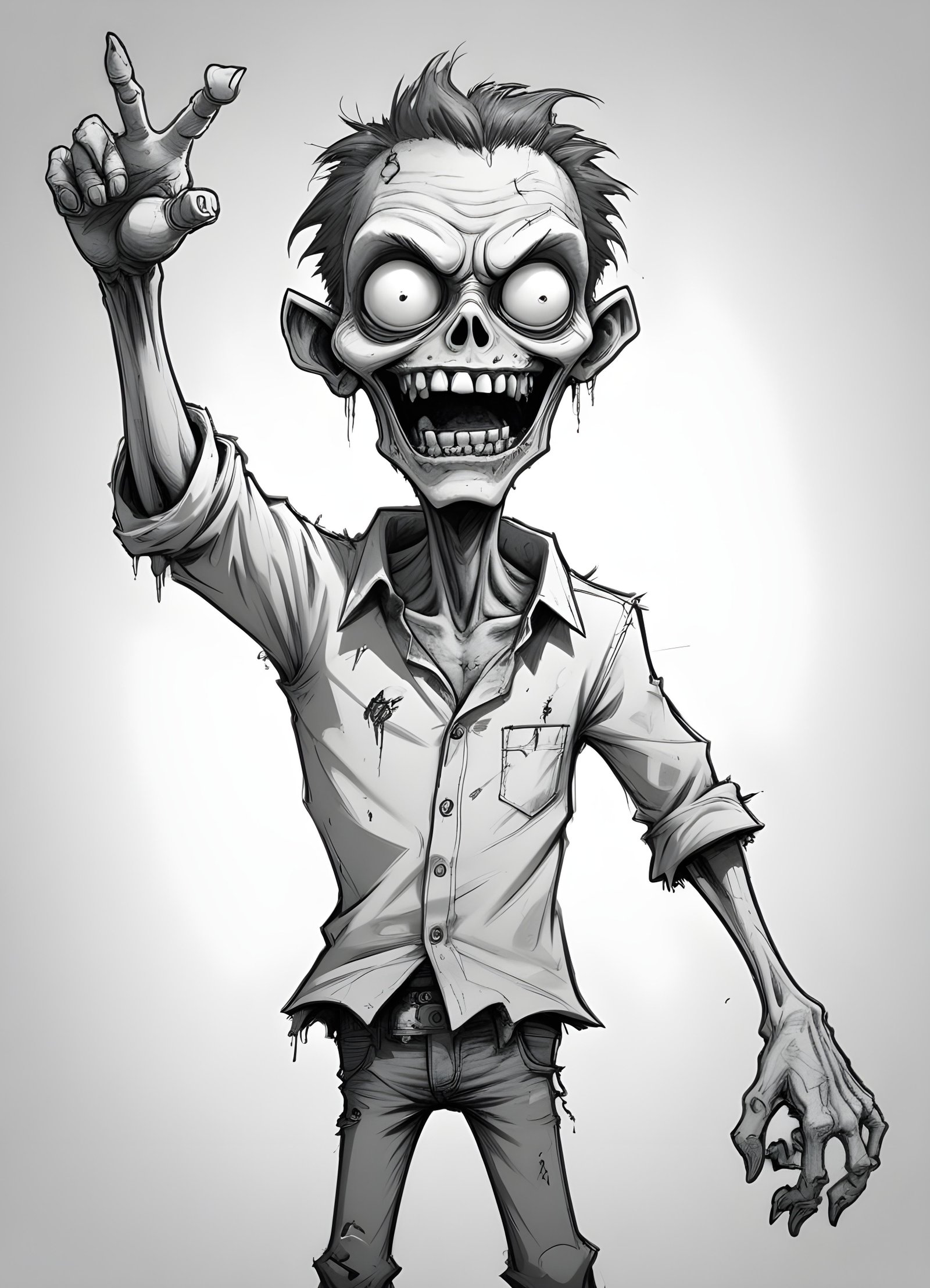 Detailed Zombie and Undead Horror Character Sketch Illustration Artwork