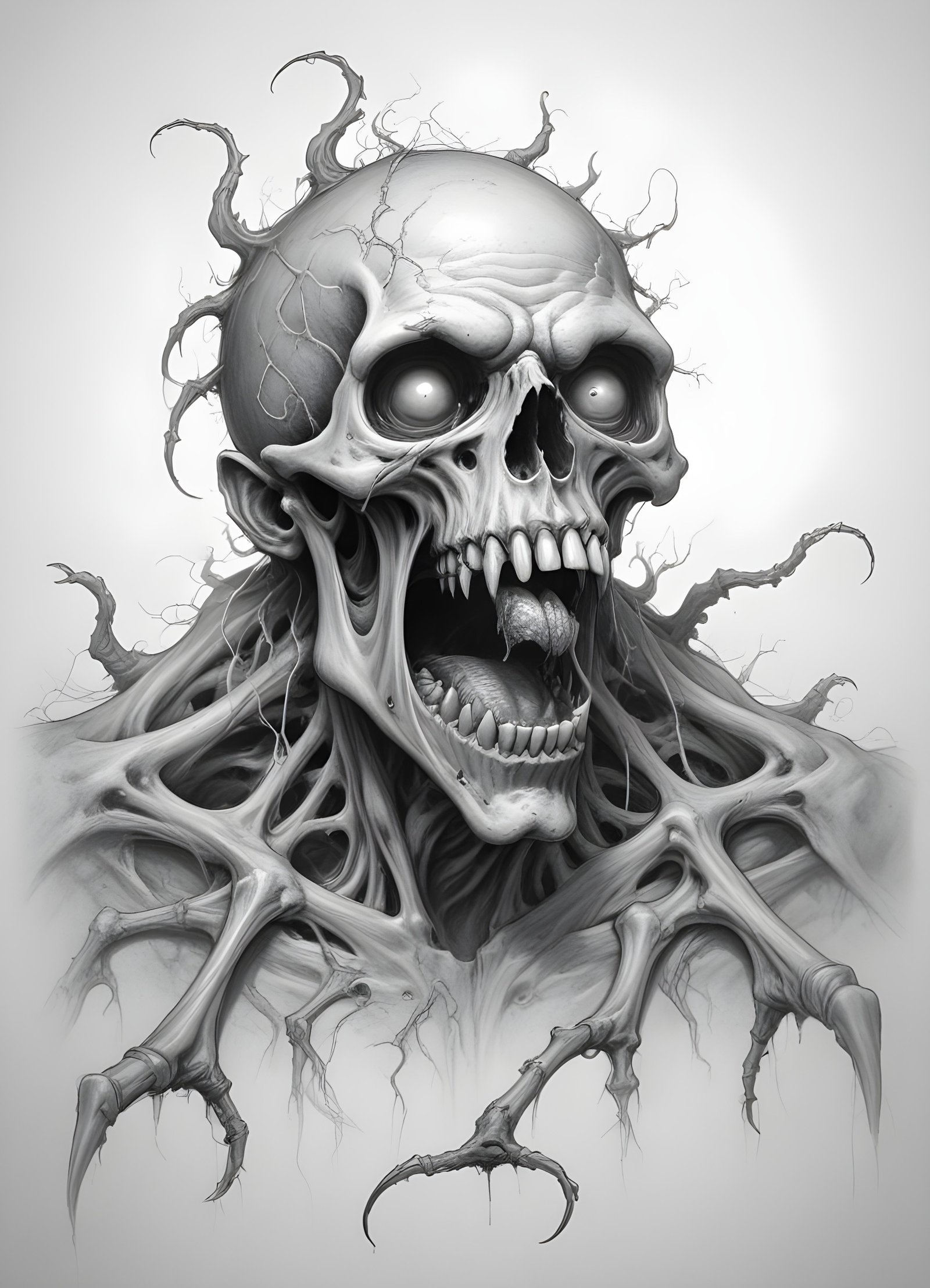 Detailed Zombie and Undead Horror Character Sketch Illustration Artwork