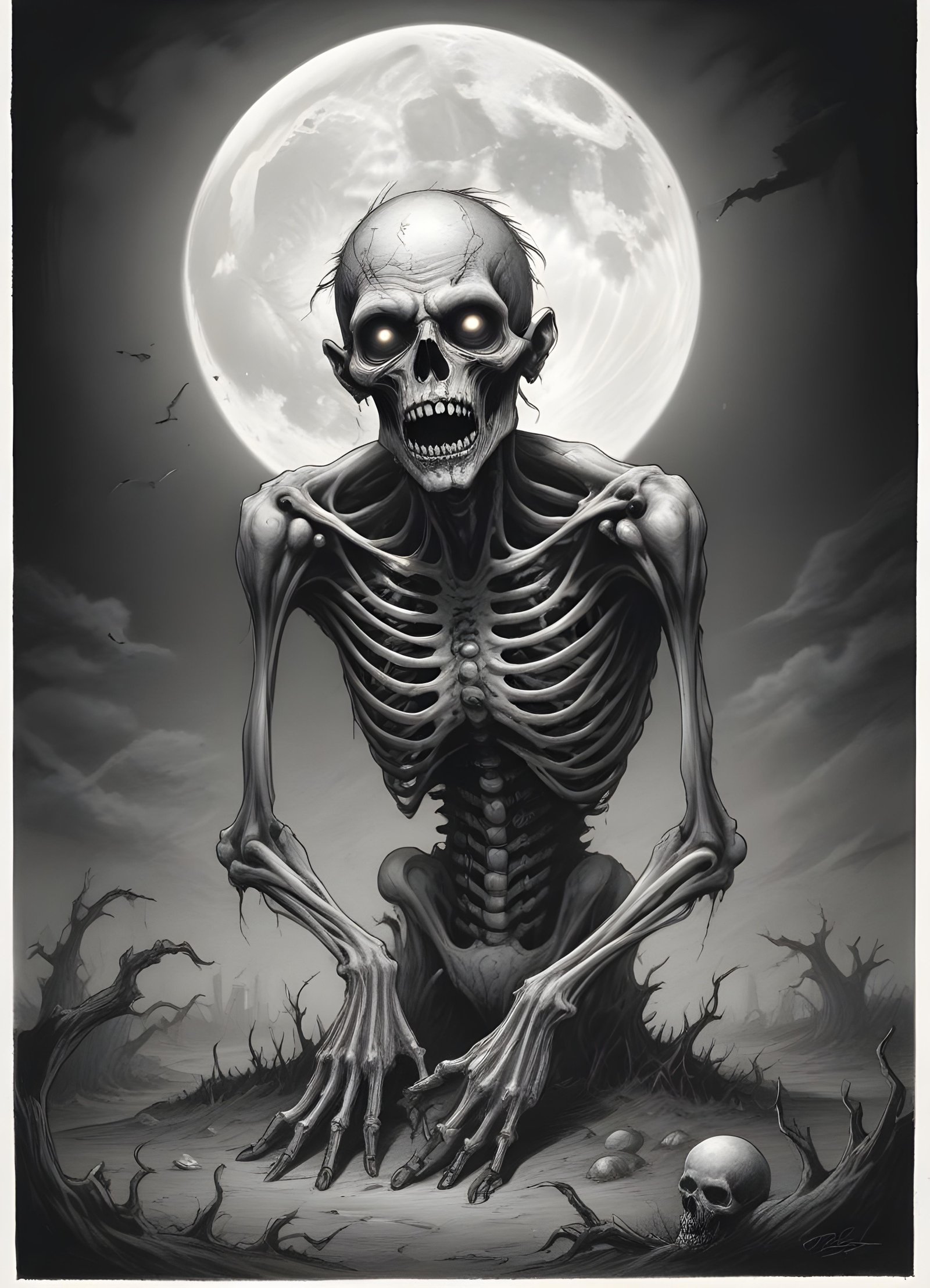 Detailed Zombie and Undead Horror Character Sketch Illustration Artwork