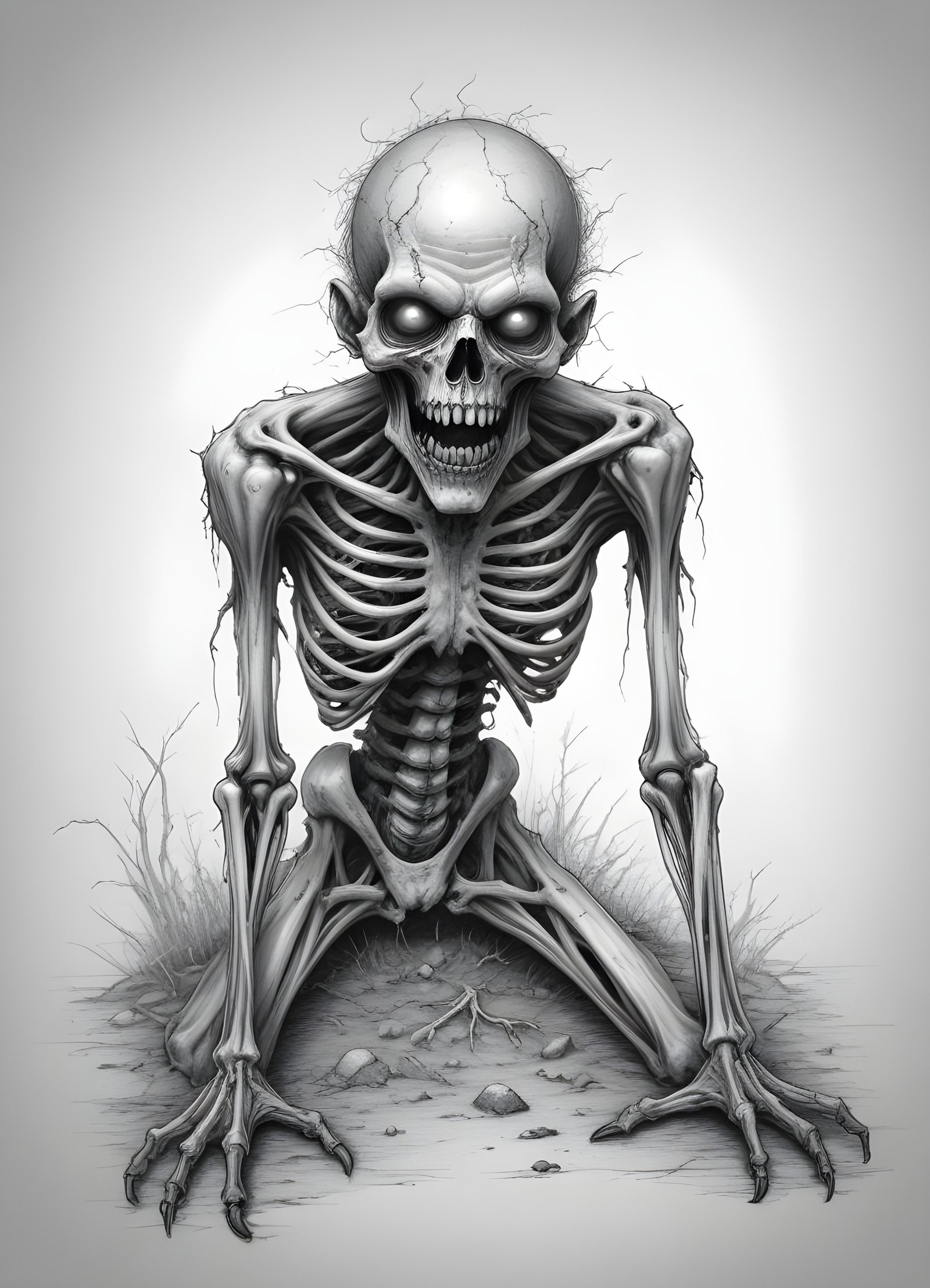 Detailed Zombie and Undead Horror Character Sketch Illustration Artwork