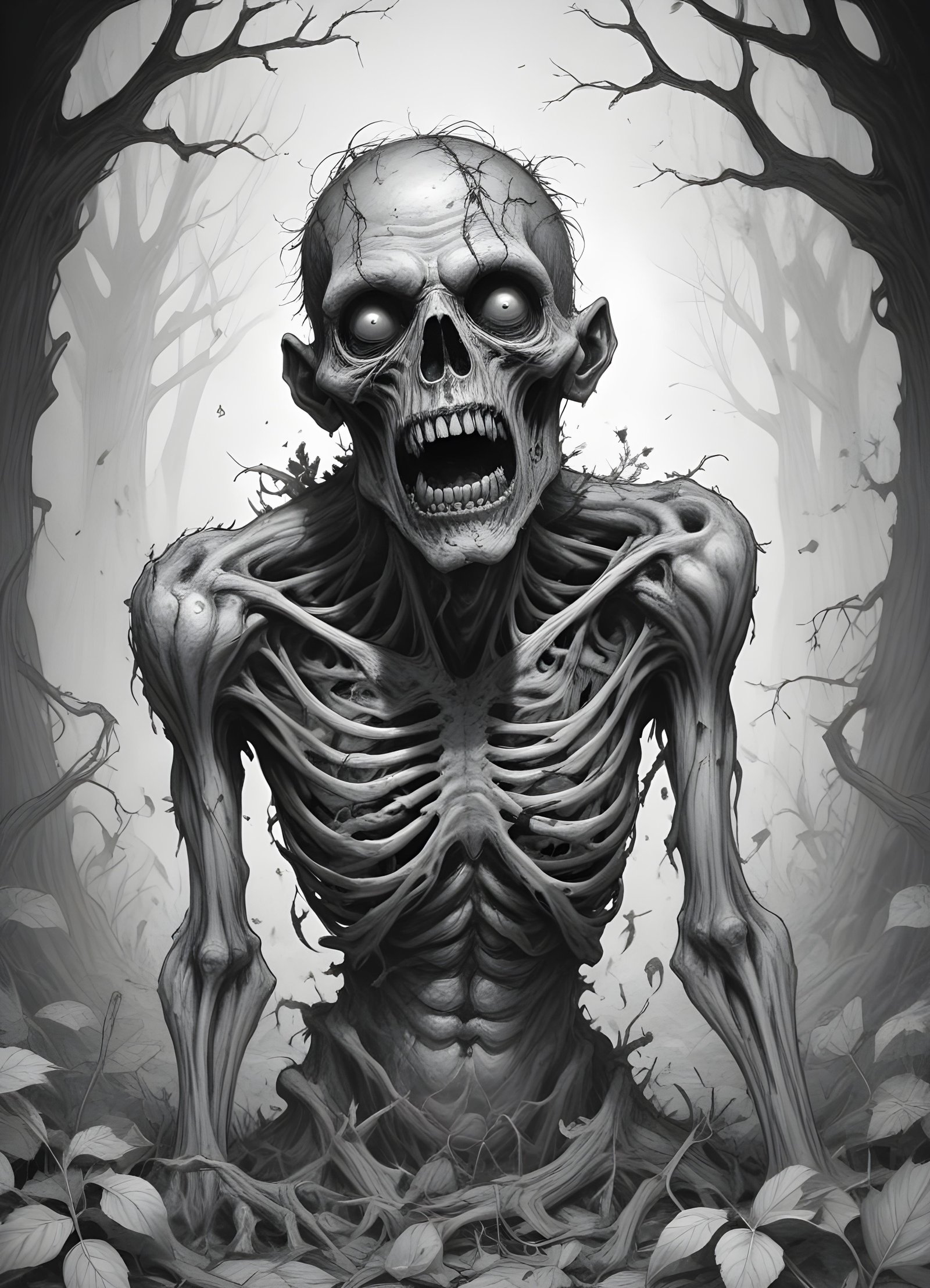 Detailed Zombie and Undead Horror Character Sketch Illustration Artwork