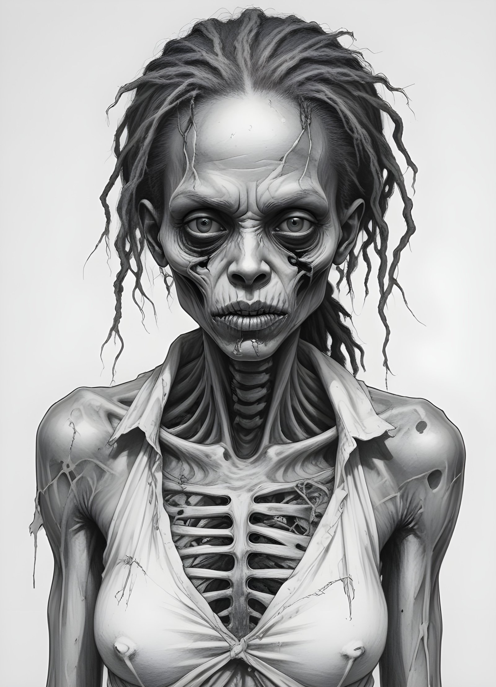 Detailed Zombie and Undead Horror Character Sketch Illustration Artwork