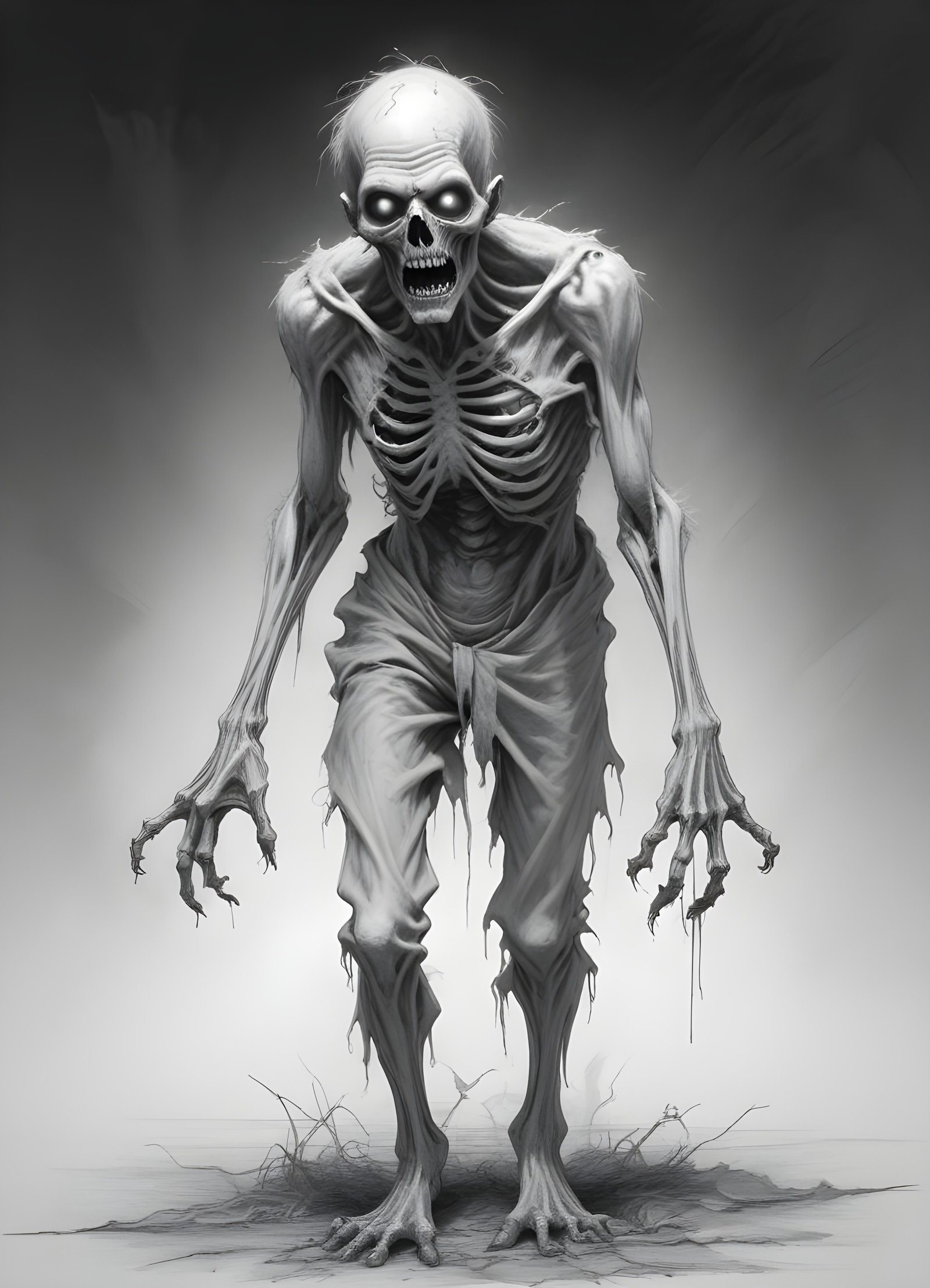 Detailed Zombie and Undead Horror Character Sketch Illustration Artwork