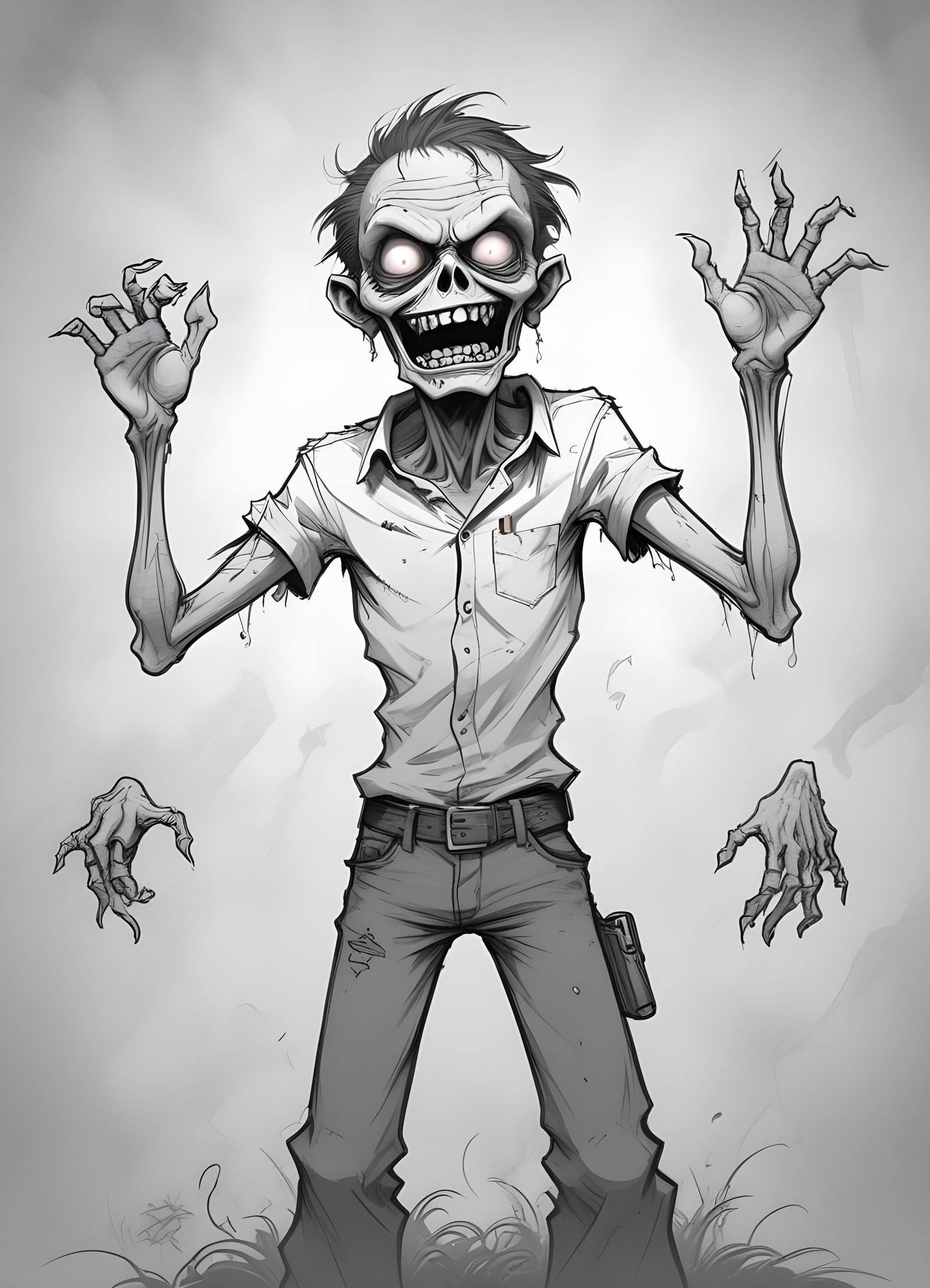 Detailed Zombie and Undead Horror Character Sketch Illustration Artwork
