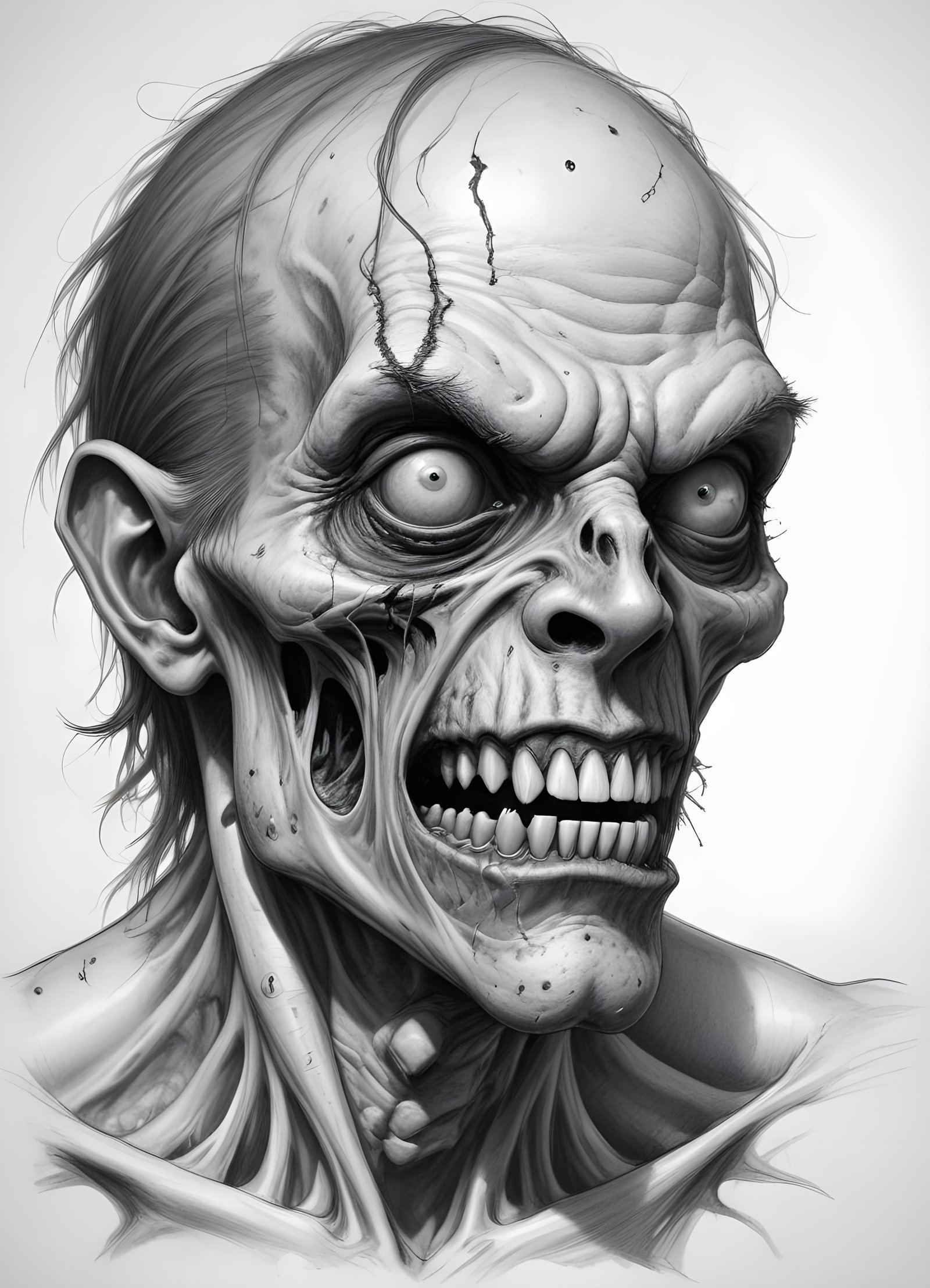 Detailed Zombie and Undead Horror Character Sketch Illustration Artwork