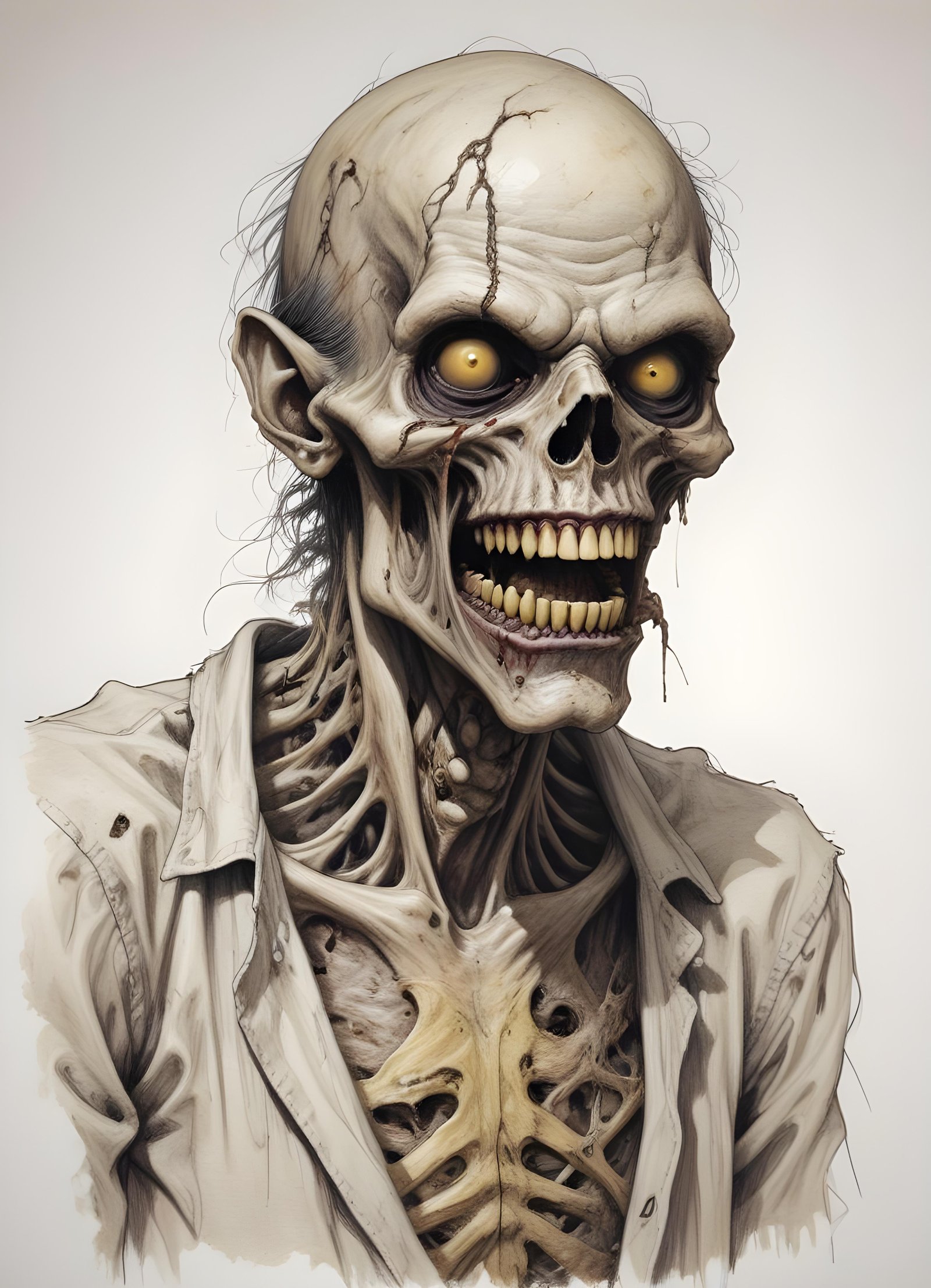 Detailed Zombie and Undead Horror Character Sketch Illustration Artwork