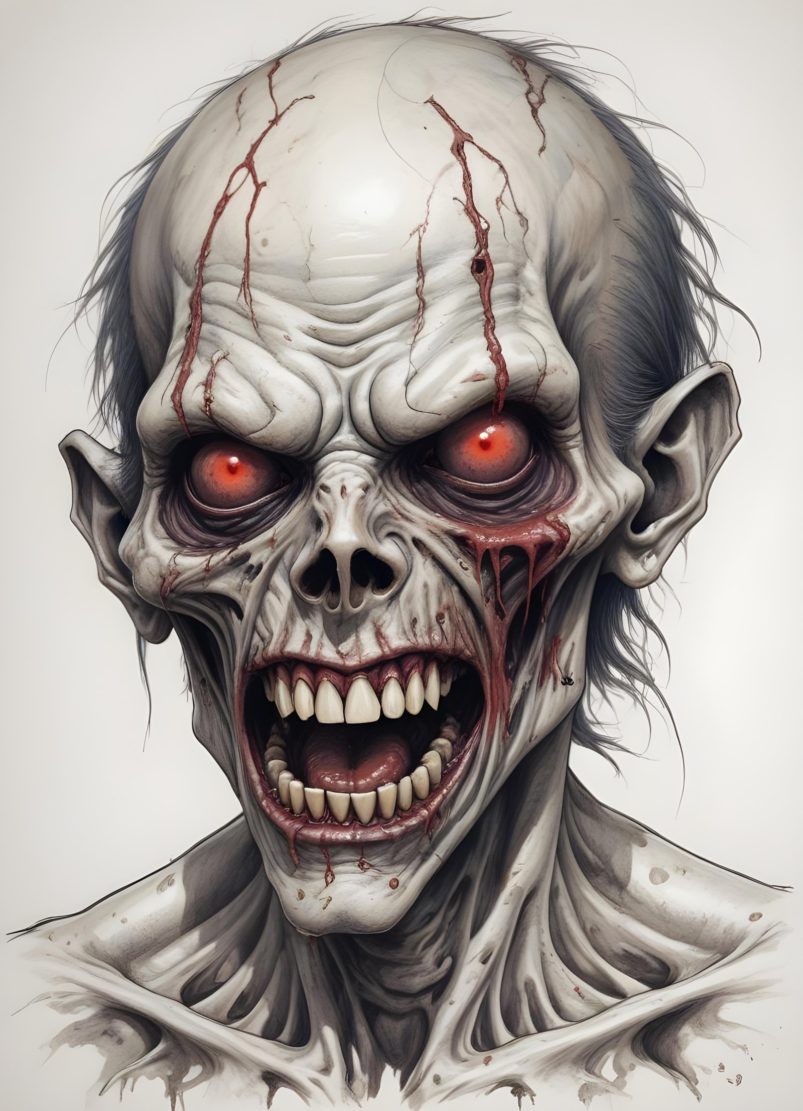 Detailed Zombie and Undead Horror Character Sketch Illustration Artwork