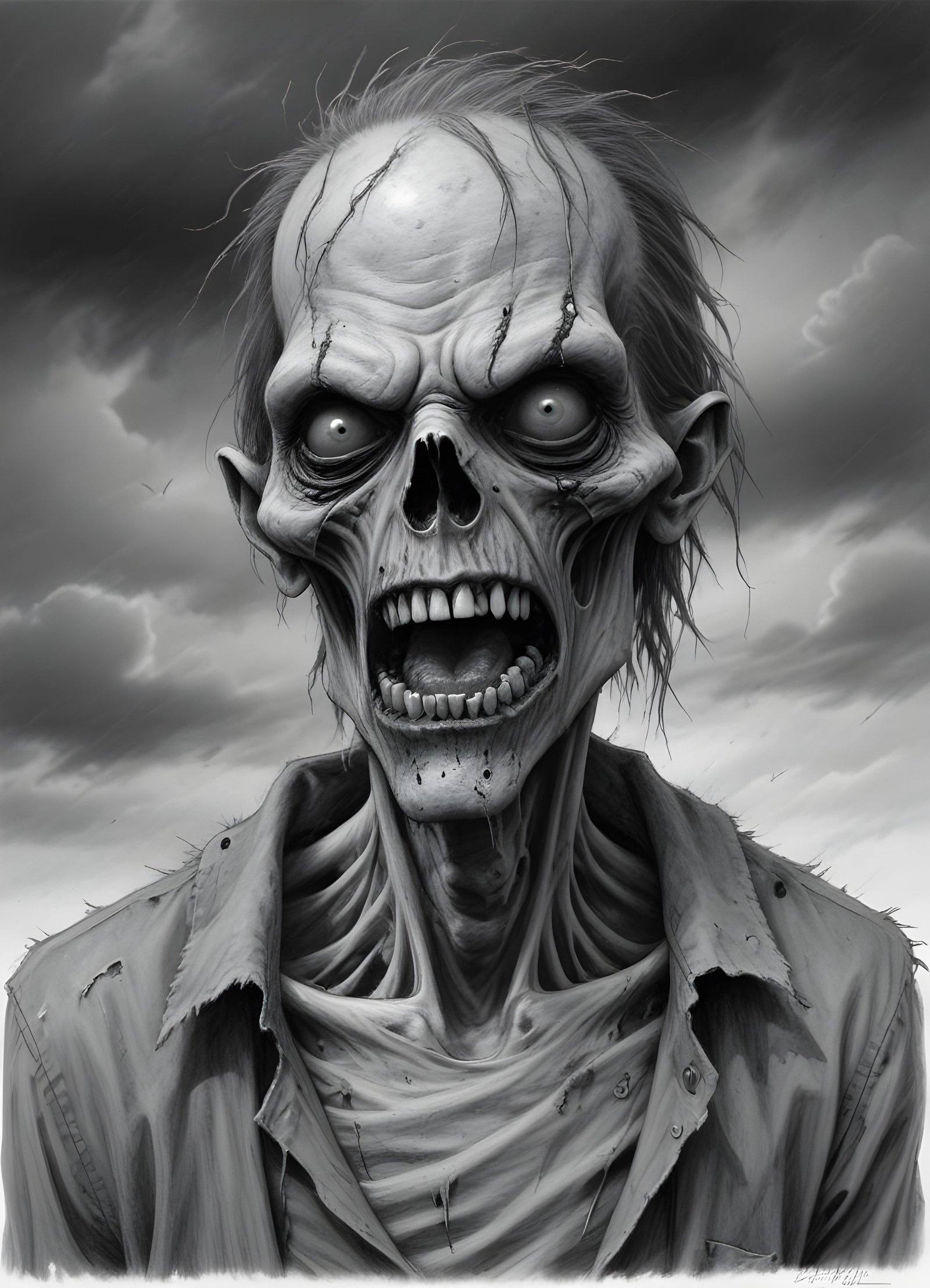 Detailed Zombie and Undead Horror Character Sketch Illustration Artwork