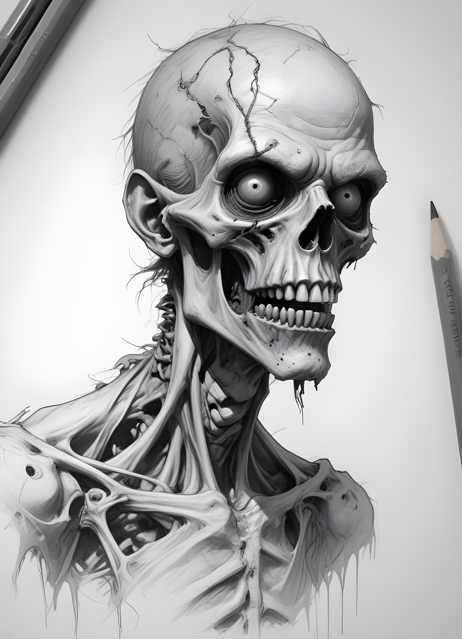Detailed Zombie and Undead Horror Character Sketch Illustration Artwork