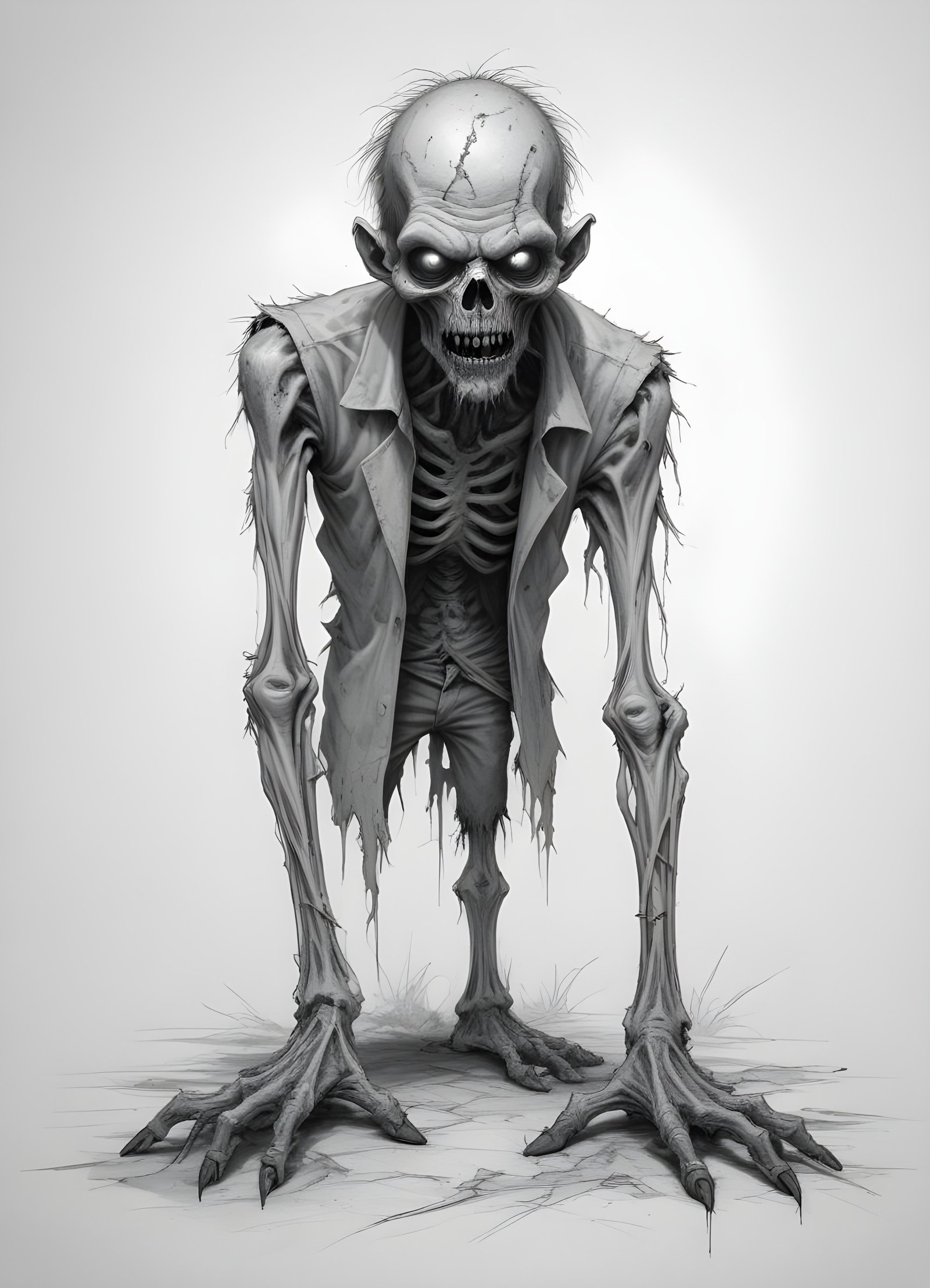 Detailed Zombie and Undead Horror Character Sketch Illustration Artwork