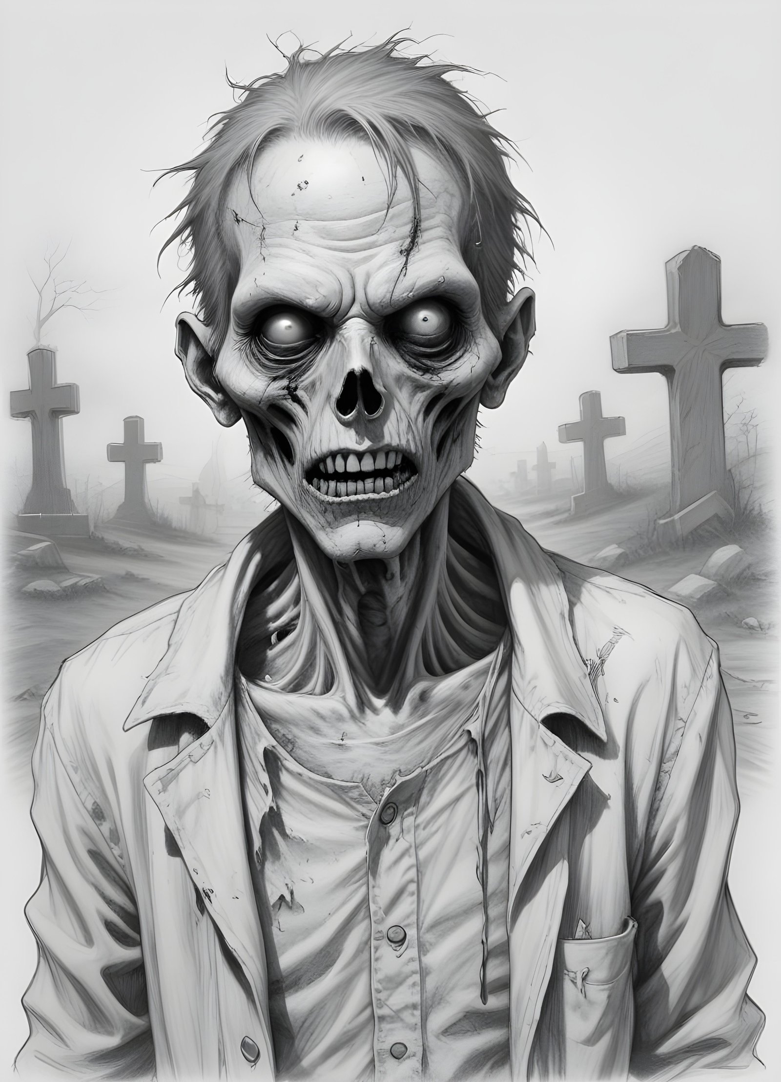 Detailed Zombie and Undead Horror Character Sketch Illustration Artwork