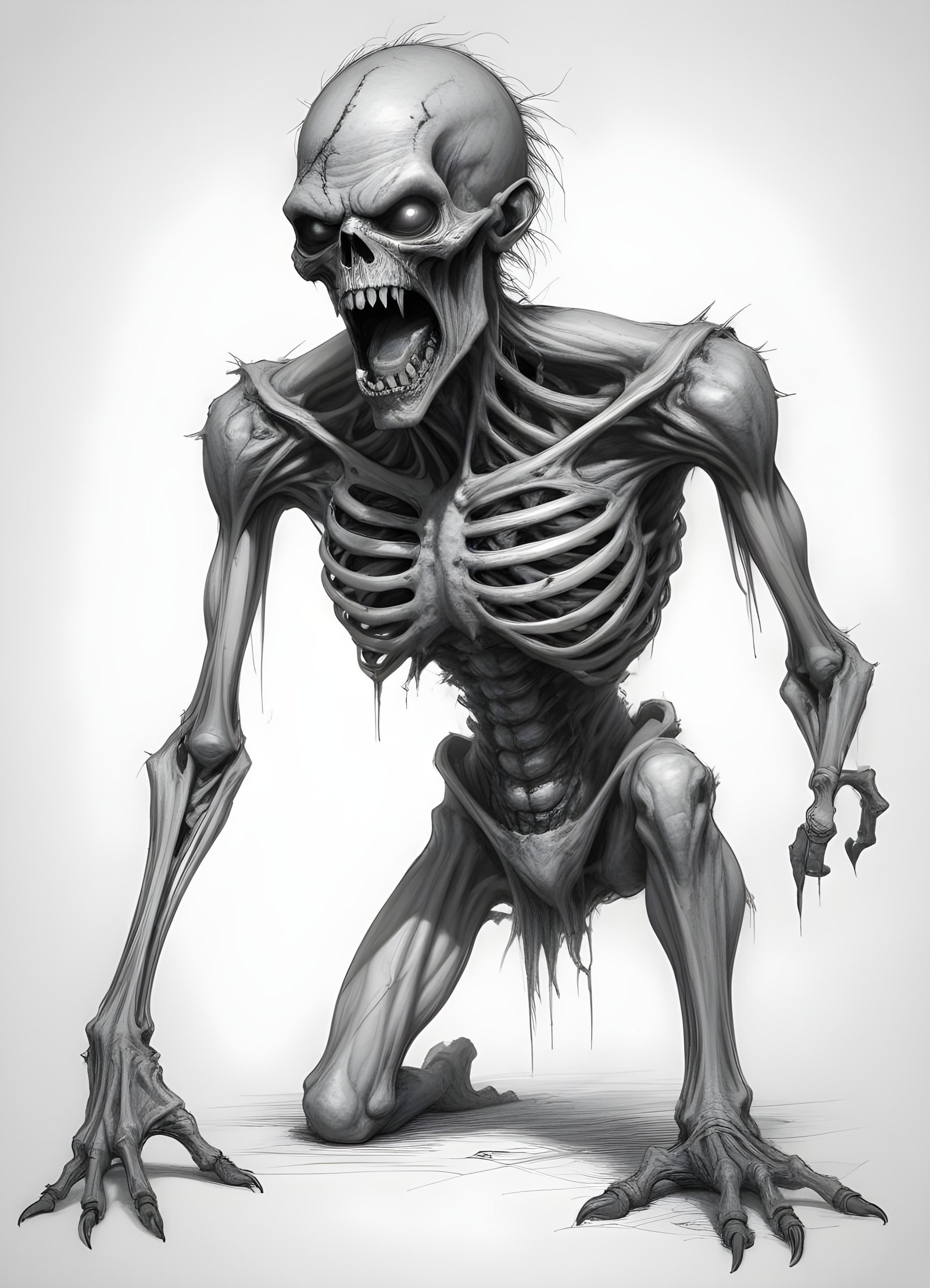 Detailed Zombie and Undead Horror Character Sketch Illustration Artwork