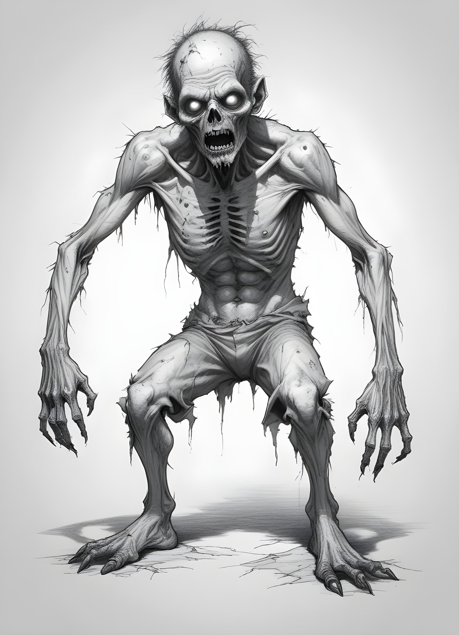Detailed Zombie and Undead Horror Character Sketch Illustration Artwork