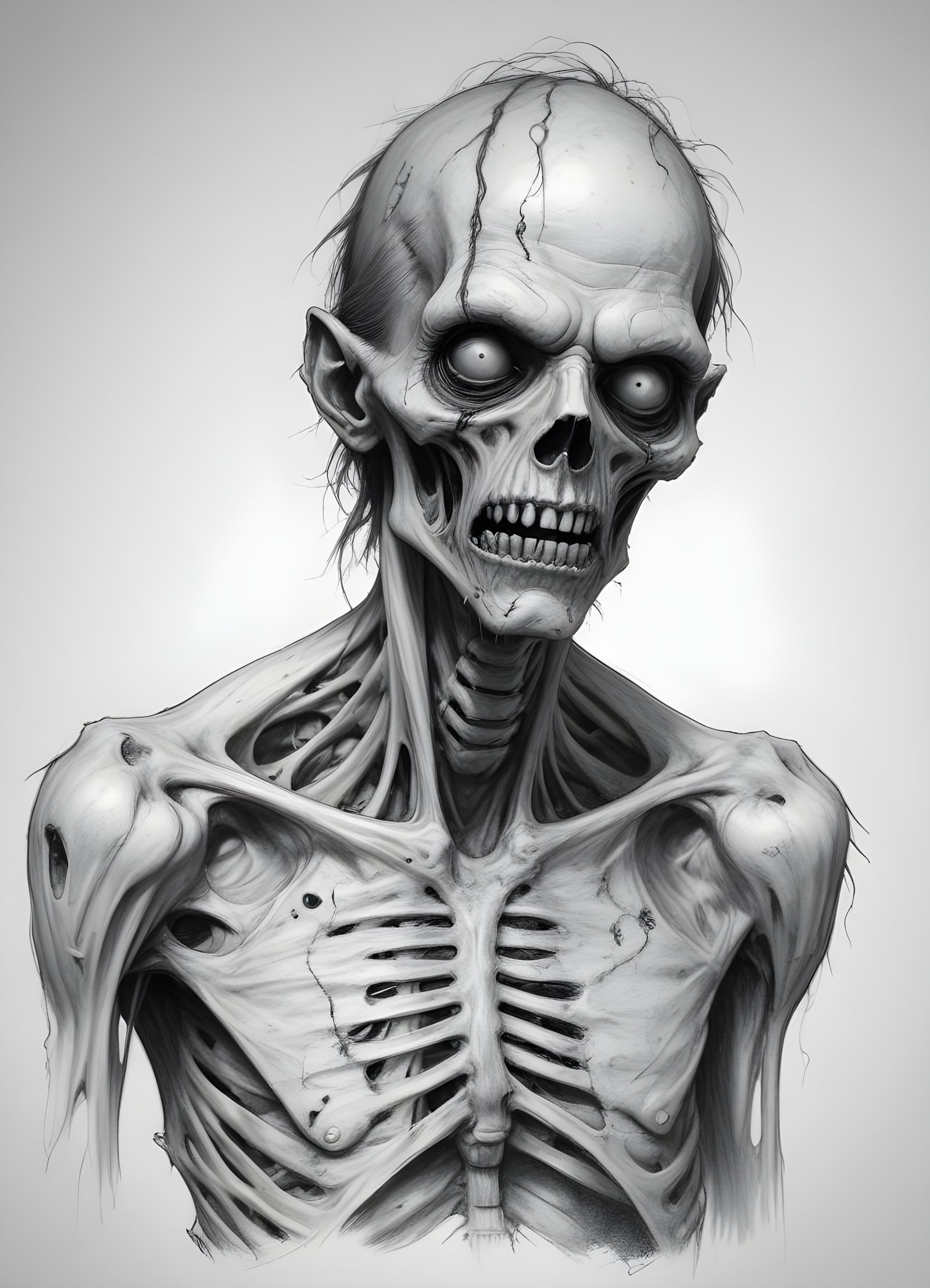 Detailed Zombie and Undead Horror Character Sketch Illustration Artwork