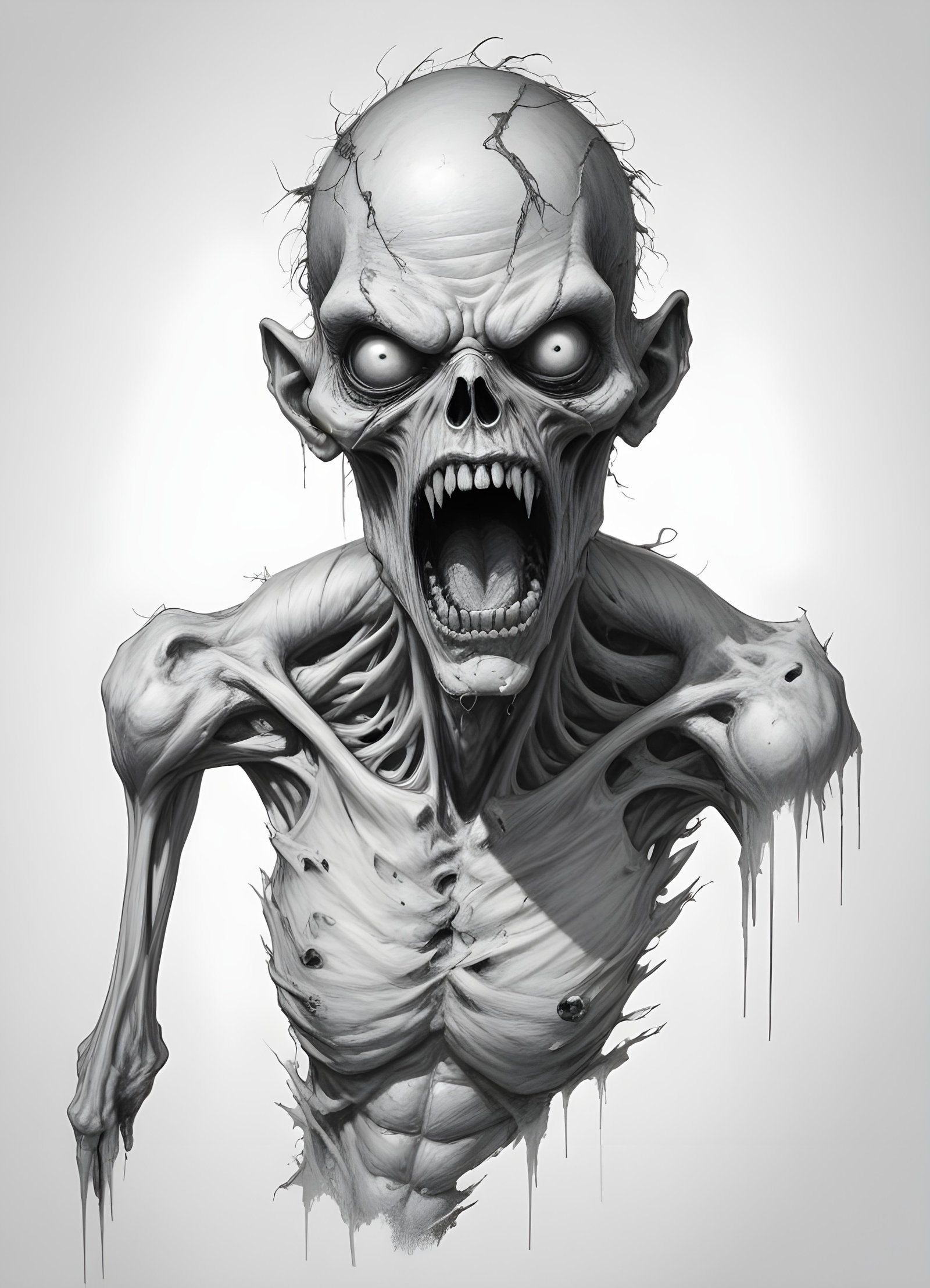 Detailed Zombie and Undead Horror Character Sketch Illustration Artwork