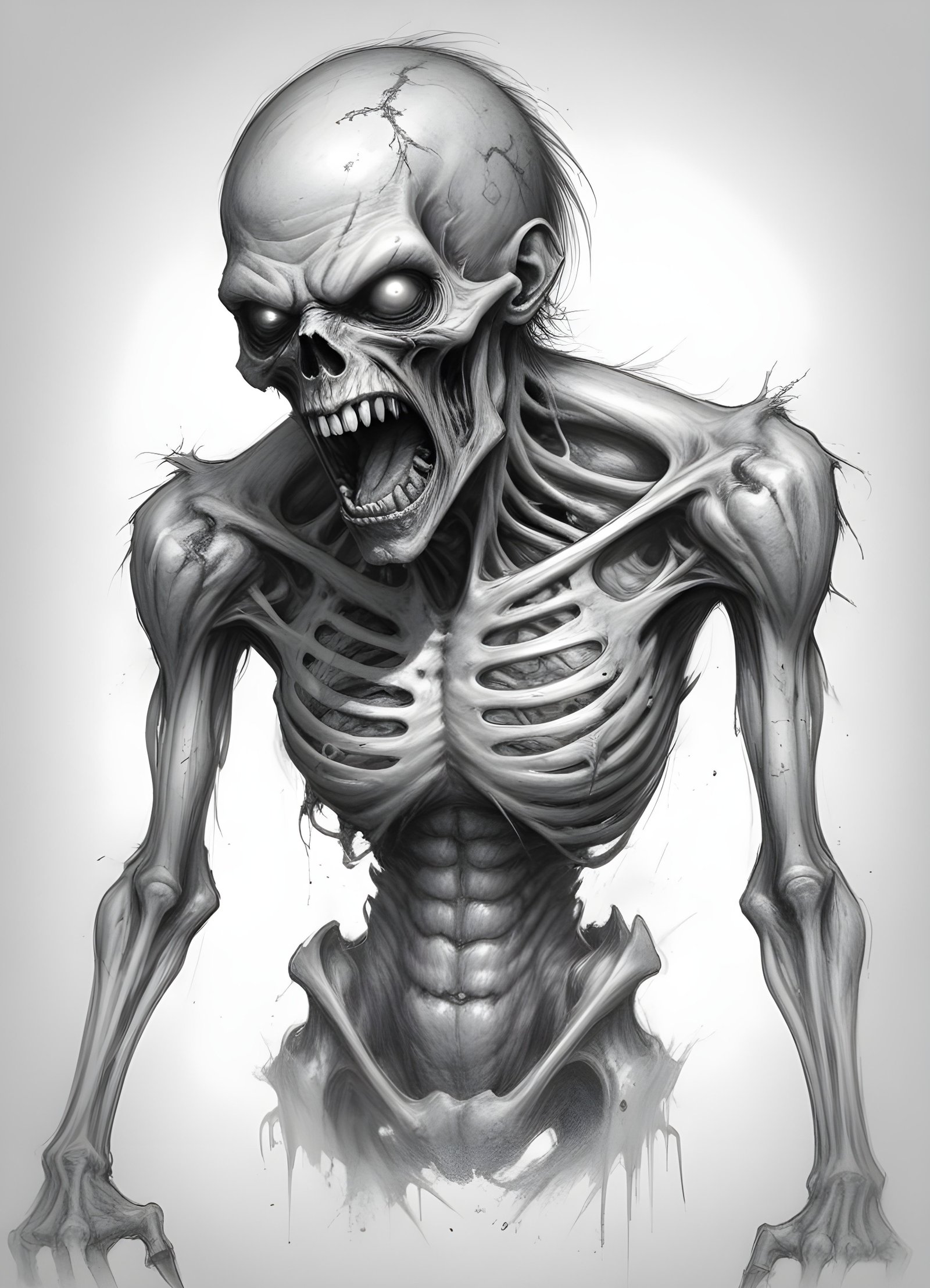 Detailed Zombie and Undead Horror Character Sketch Illustration Artwork