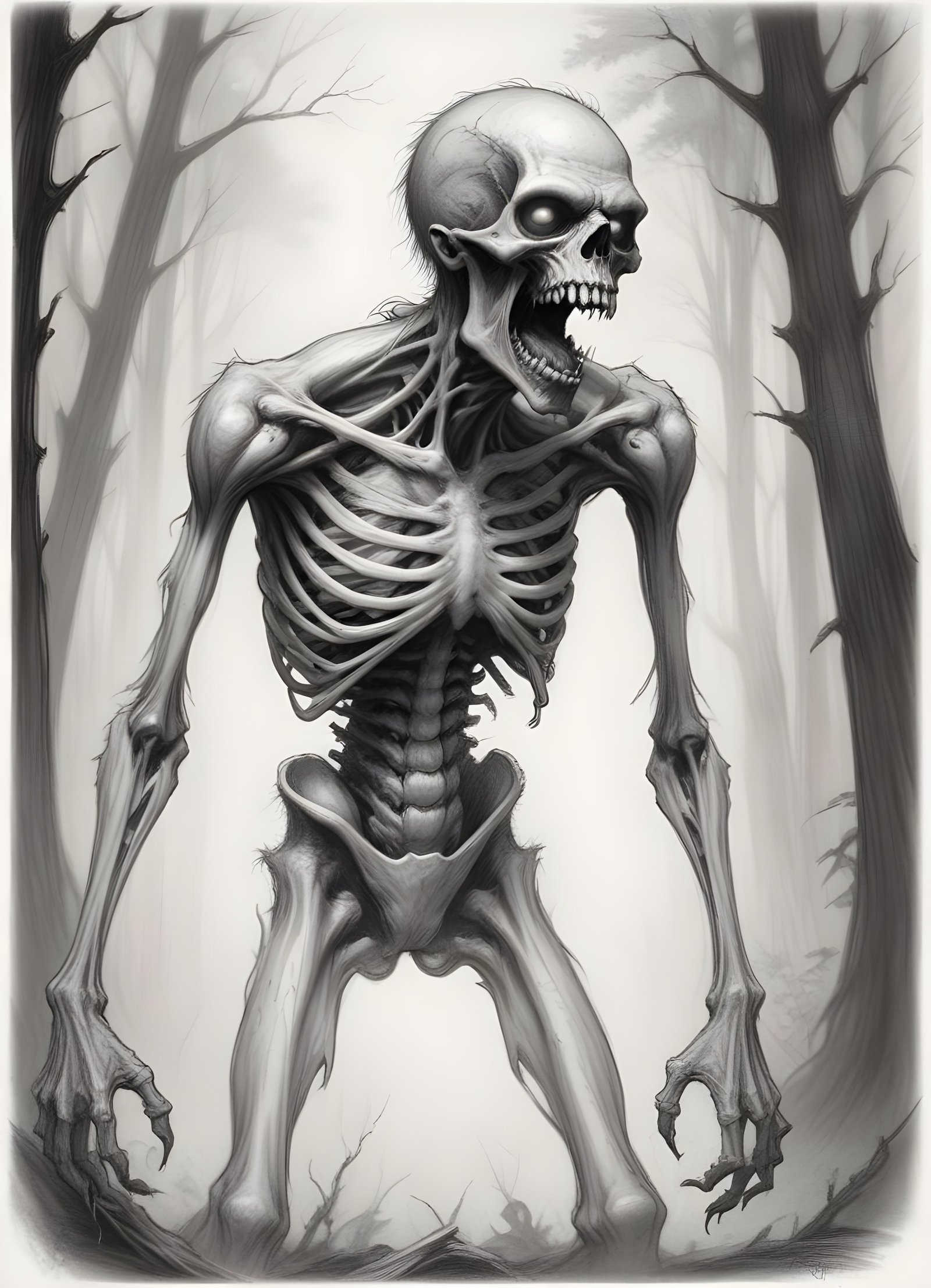 Detailed Zombie and Undead Horror Character Sketch Illustration Artwork