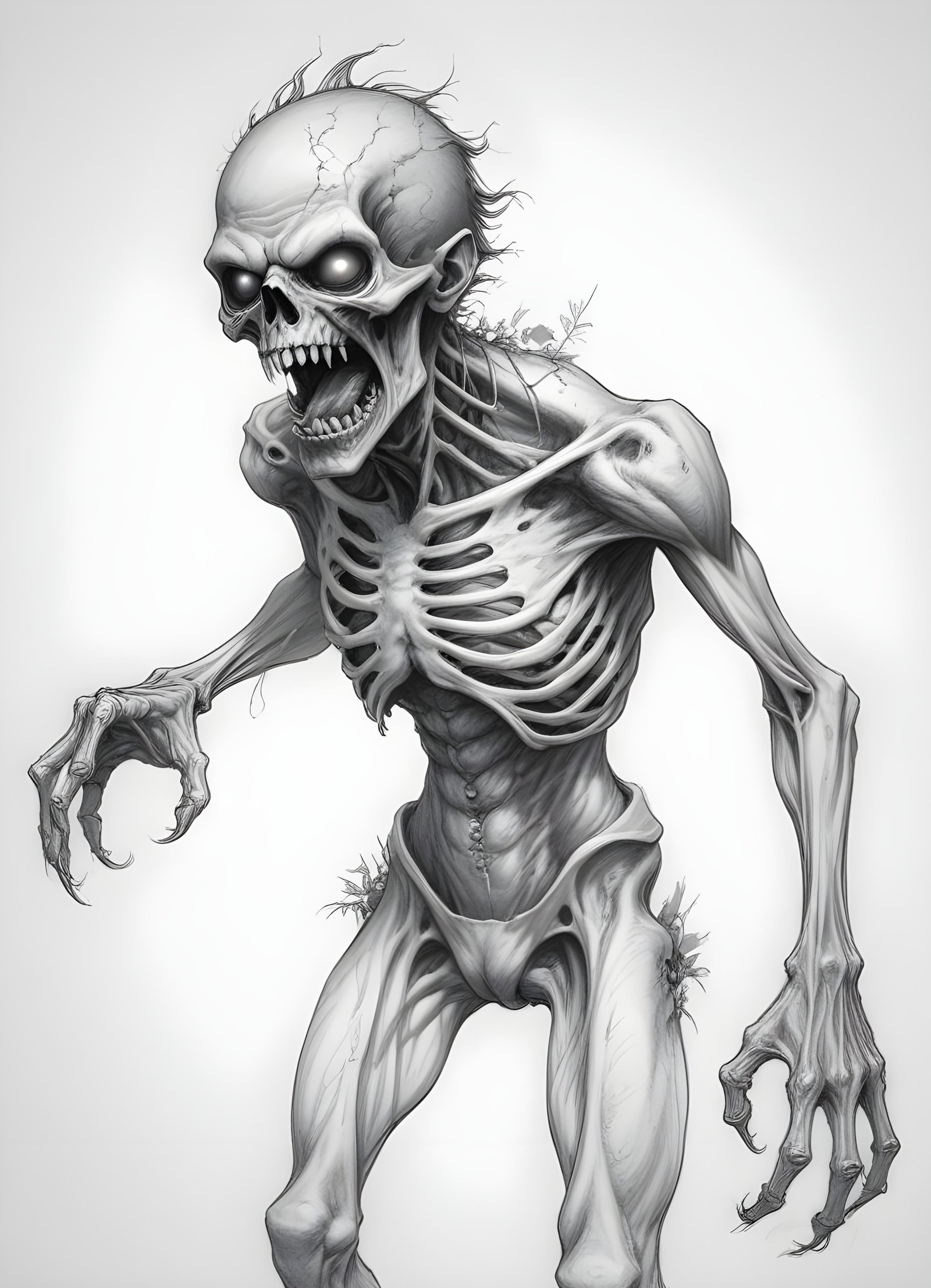 Detailed Zombie and Undead Horror Character Sketch Illustration Artwork