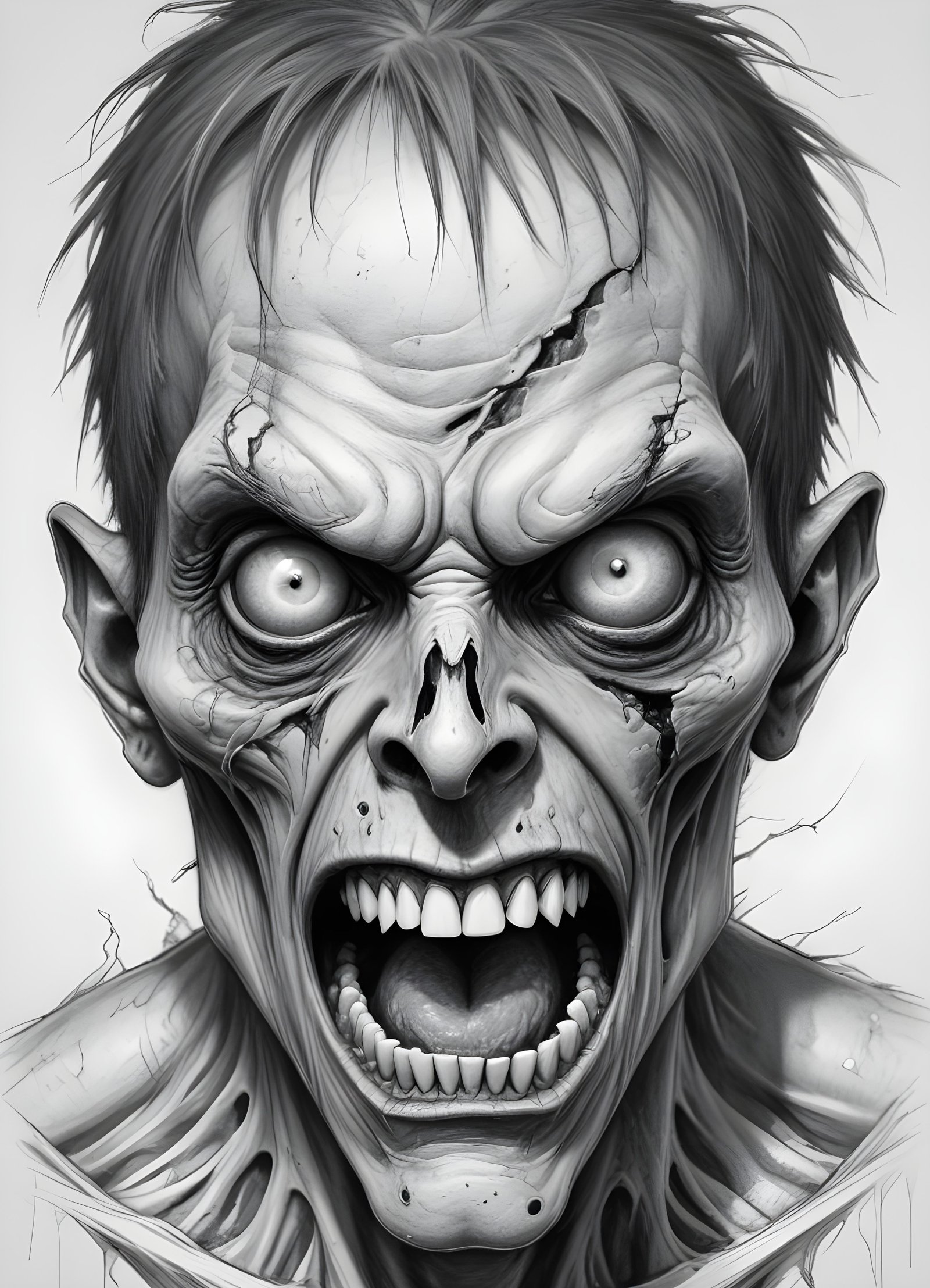 Detailed Zombie and Undead Horror Character Sketch Illustration Artwork