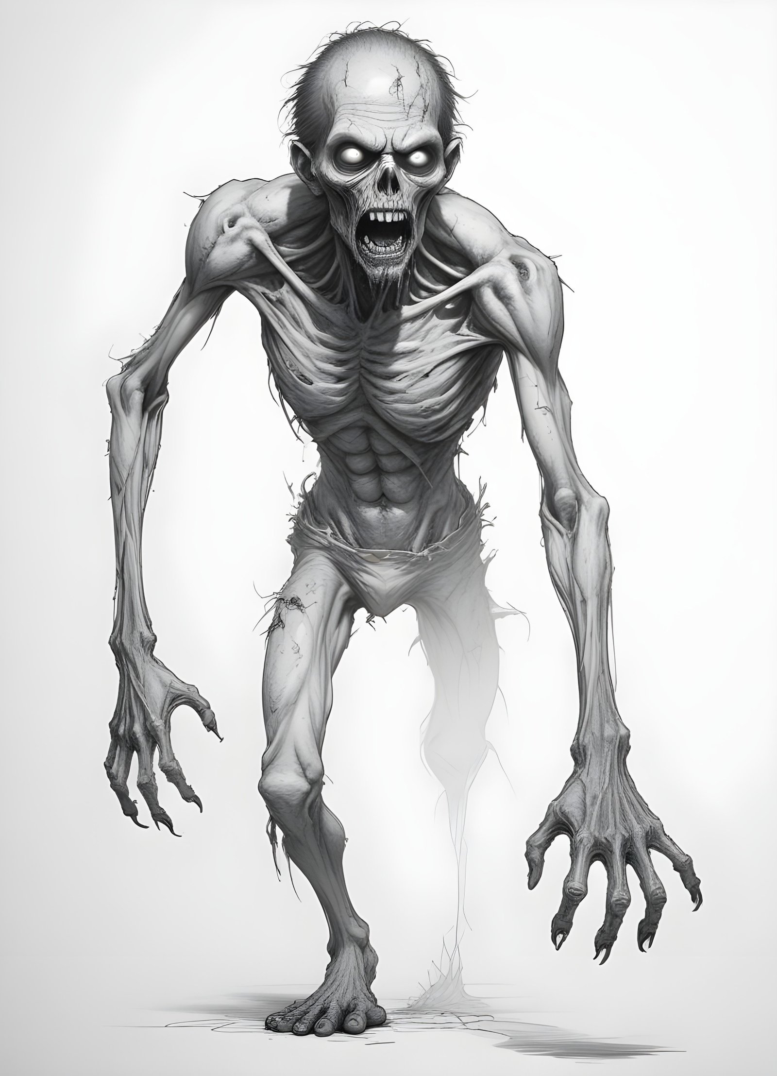 Detailed Zombie and Undead Horror Character Sketch Illustration Artwork