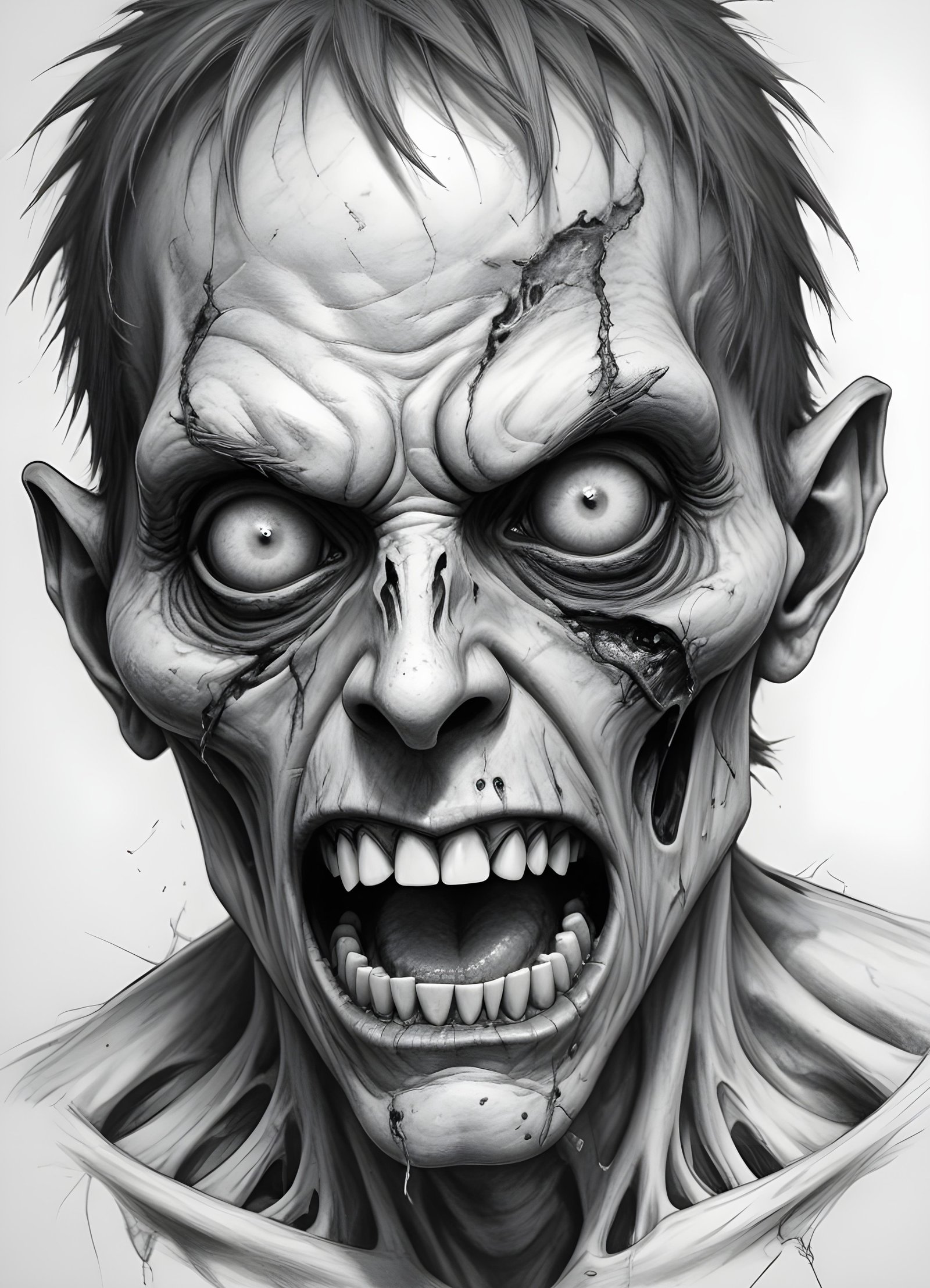 Detailed Zombie and Undead Horror Character Sketch Illustration Artwork