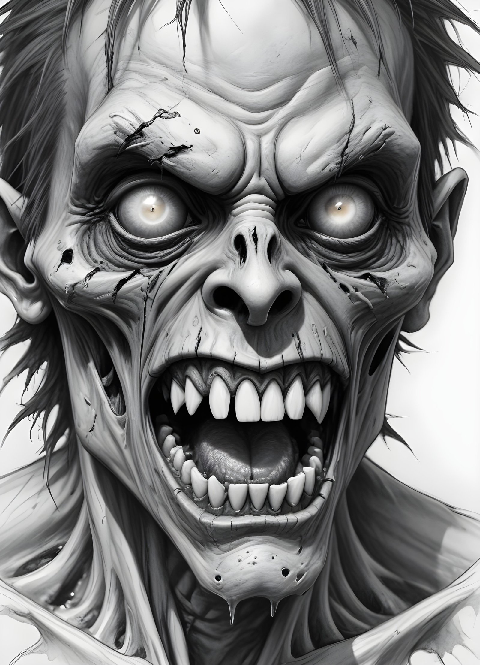 Detailed Zombie and Undead Horror Character Sketch Illustration Artwork