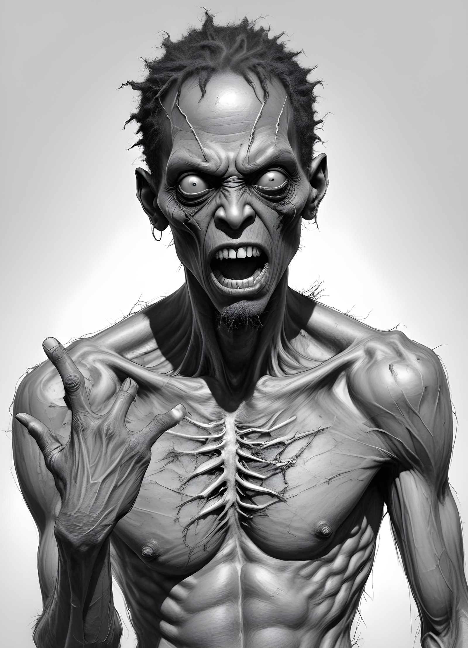 Detailed Zombie and Undead Horror Character Sketch Illustration Artwork