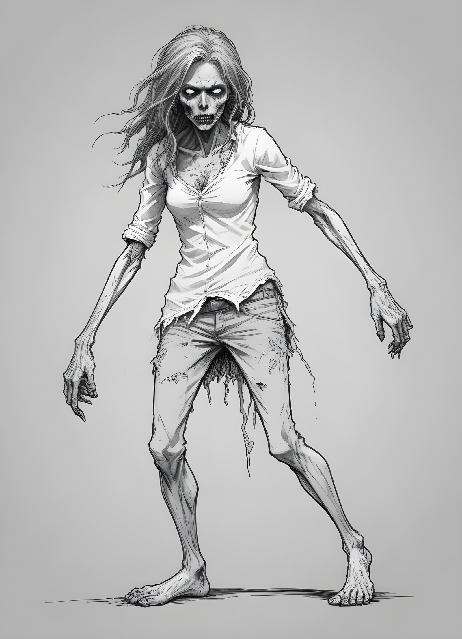 Detailed Zombie and Undead Horror Character Sketch Illustration Artwork