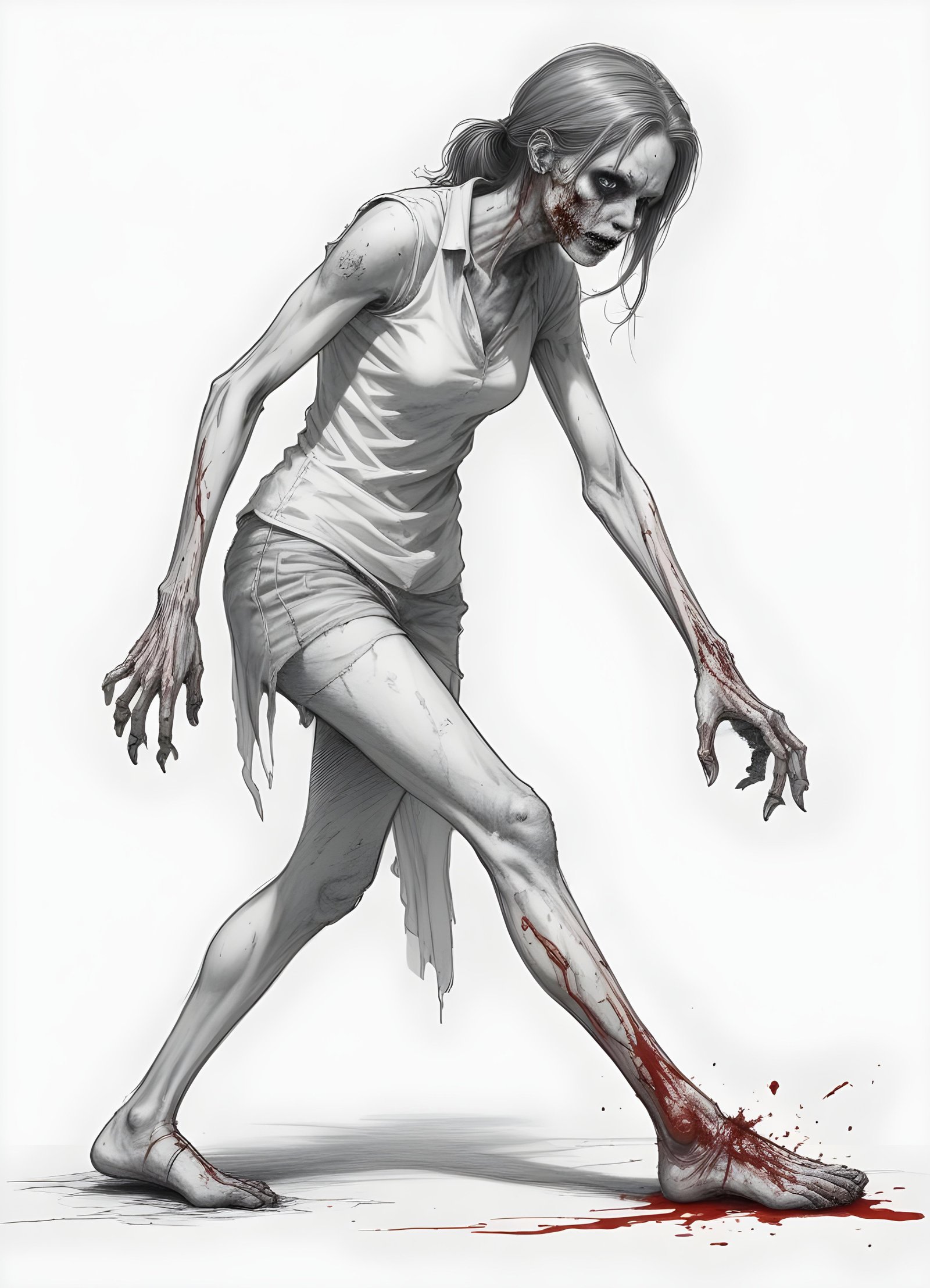 Detailed Zombie and Undead Horror Character Sketch Illustration Artwork