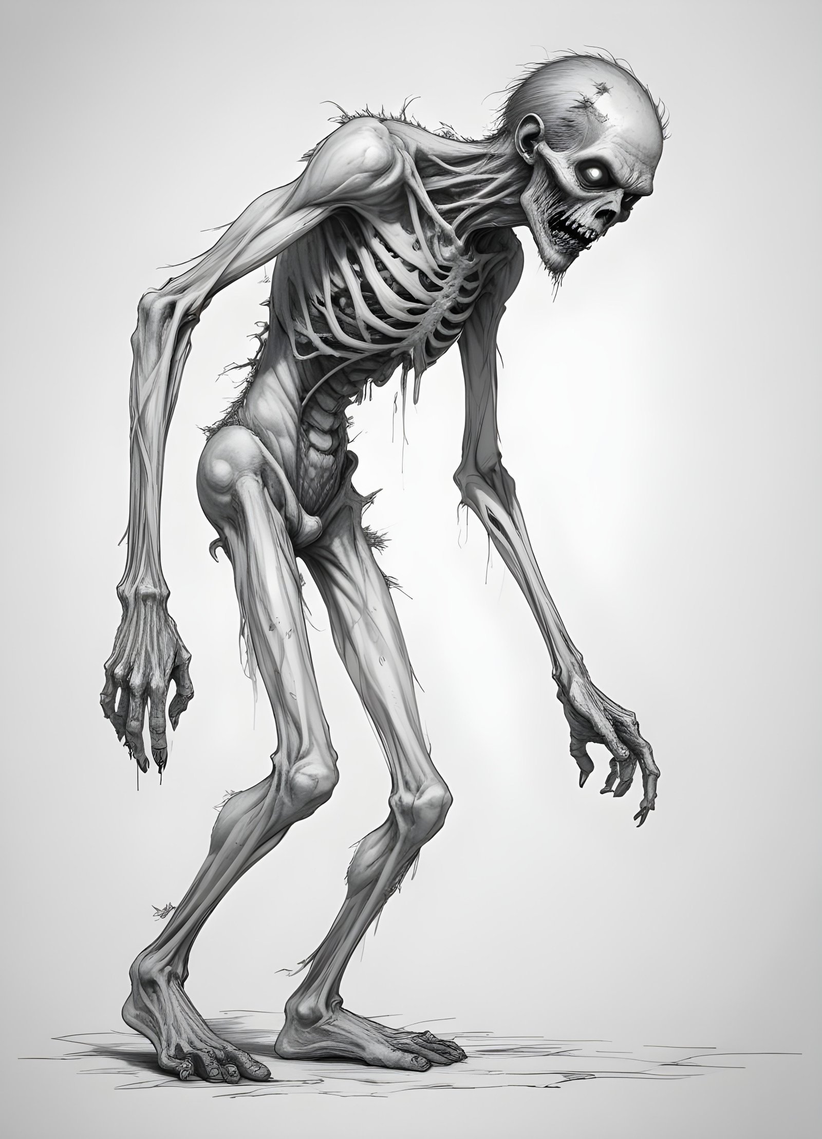 Detailed Zombie and Undead Horror Character Sketch Illustration Artwork