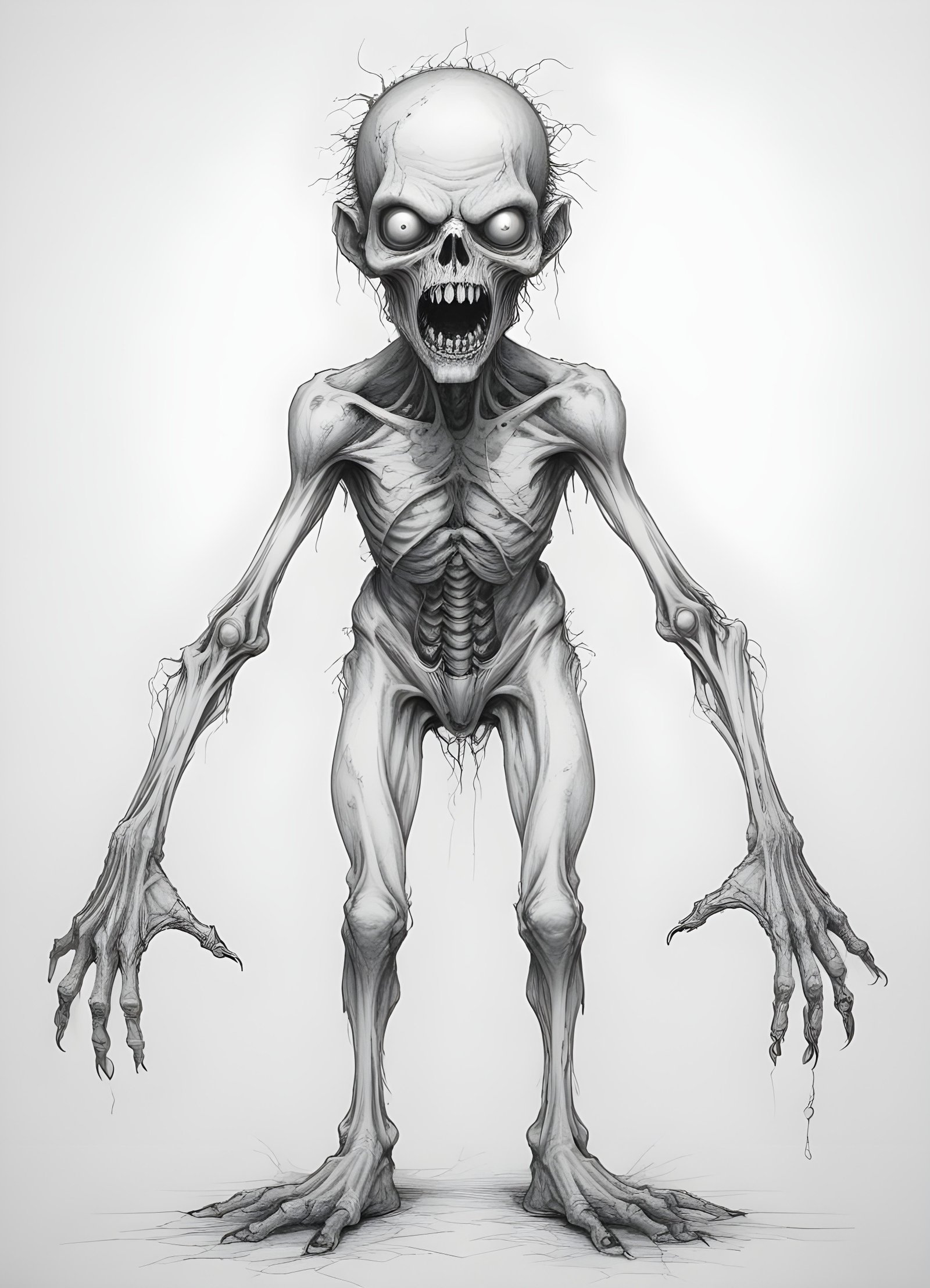 Detailed Zombie and Undead Horror Character Sketch Illustration Artwork