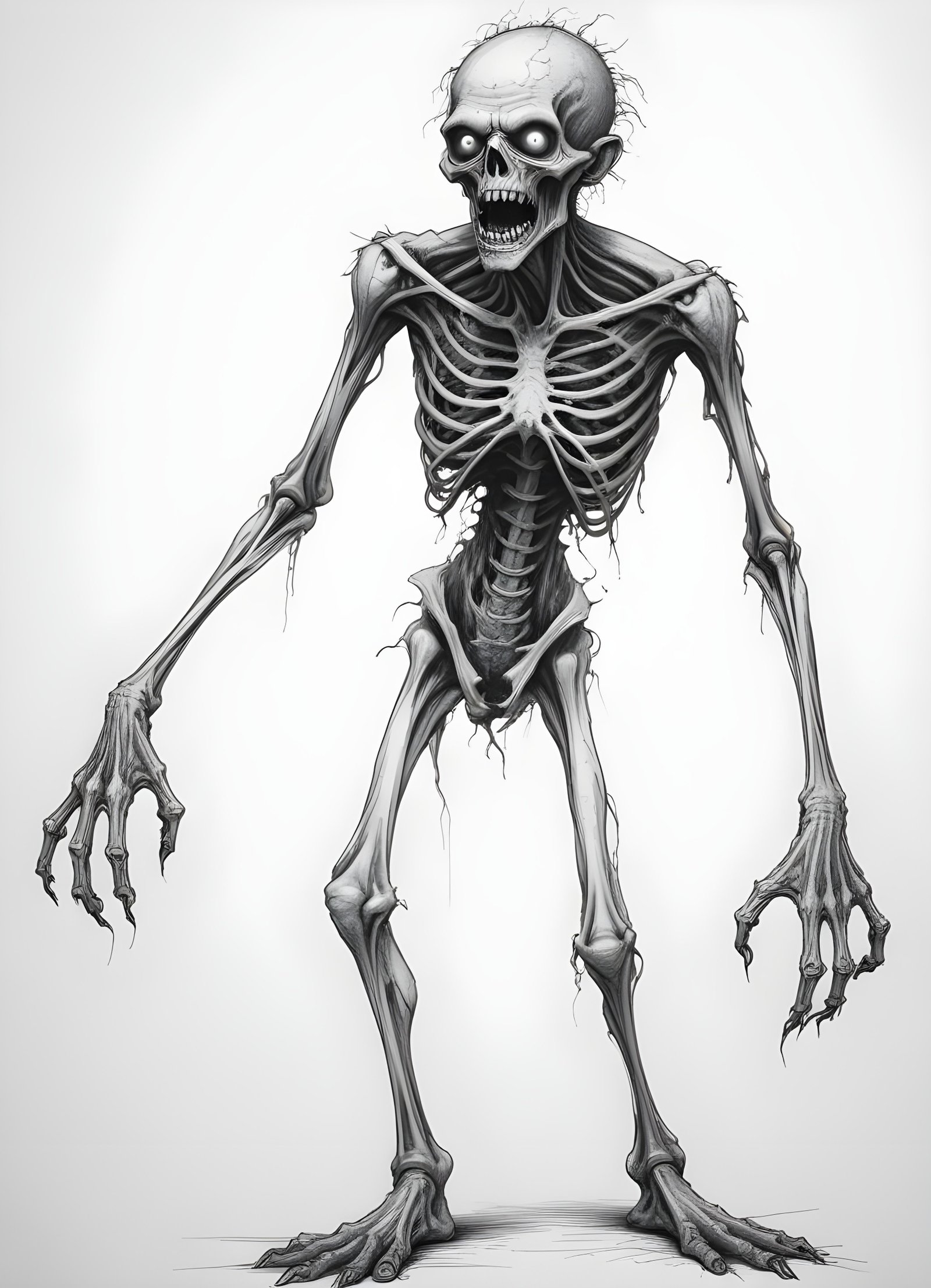 Detailed Zombie and Undead Horror Character Sketch Illustration Artwork