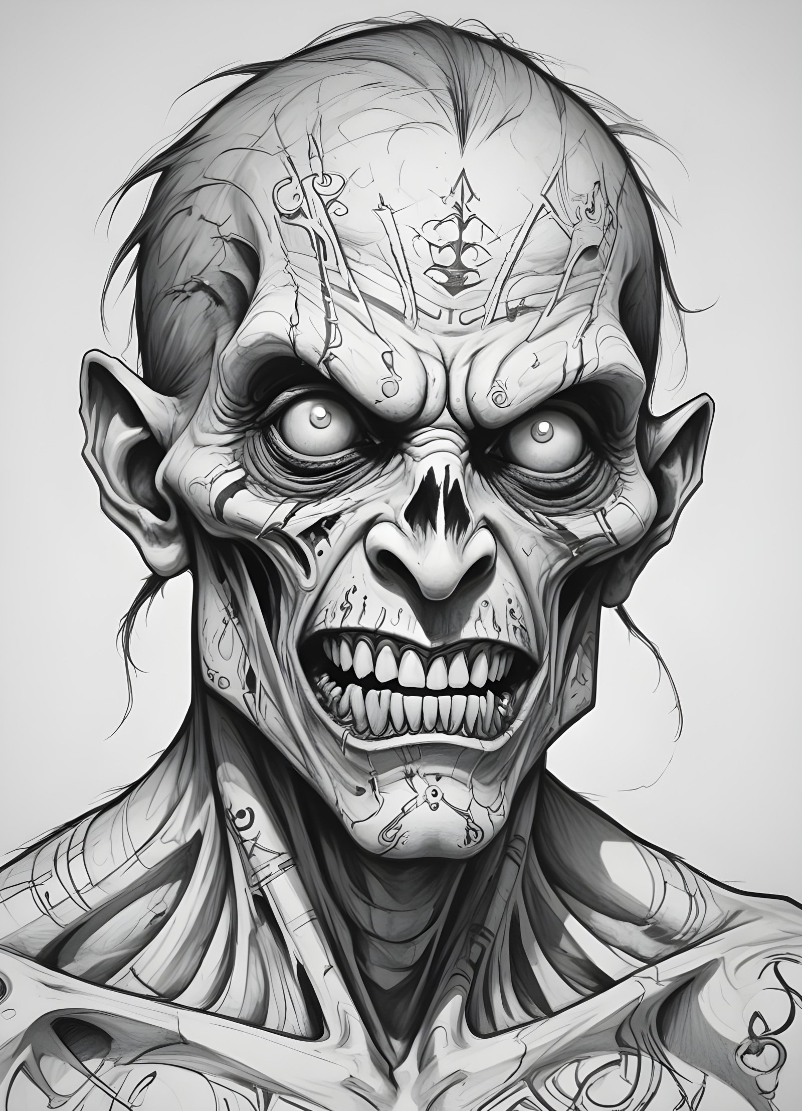 Detailed Zombie and Undead Horror Character Sketch Illustration Artwork