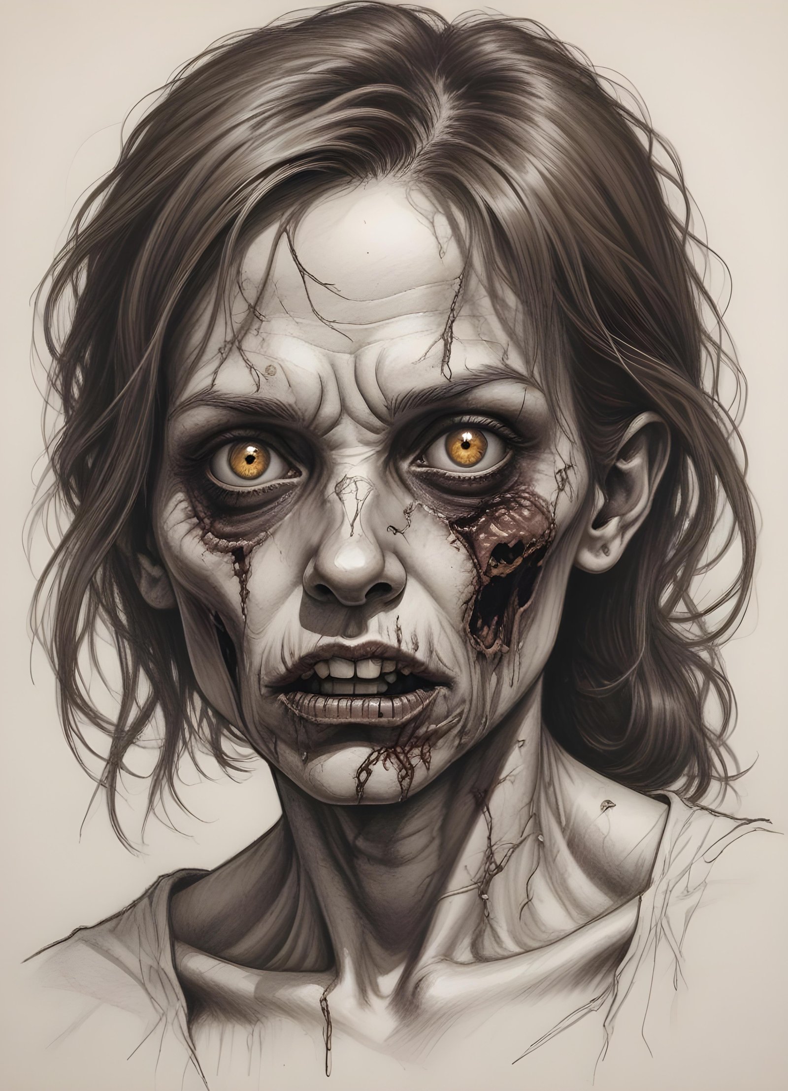 Detailed Zombie and Undead Horror Character Sketch Illustration Artwork